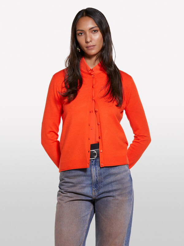 Cardigã regular fit laranxa - cardigãs para mulher | Sisley
