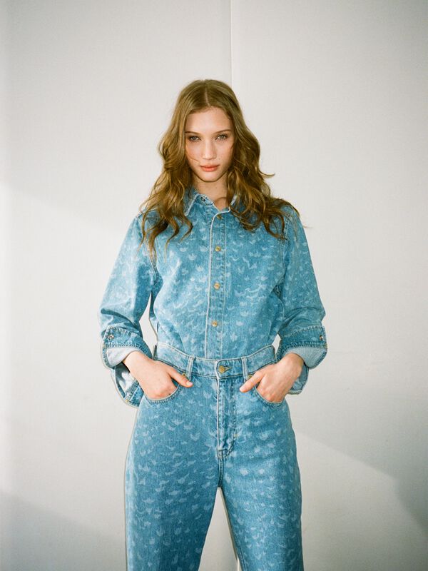 Camisa de jeans estampada - camisas para mulher | Sisley