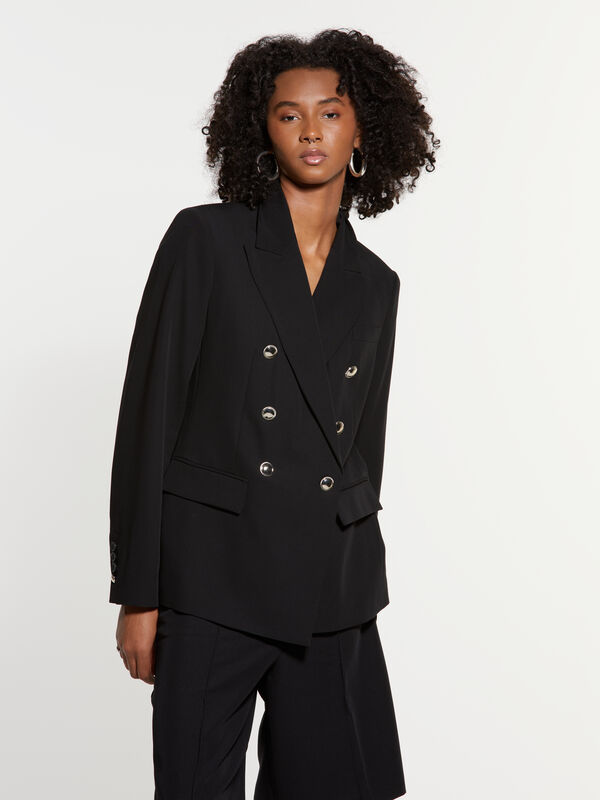Blazer preto com botões gold - blazers para mulher | Sisley