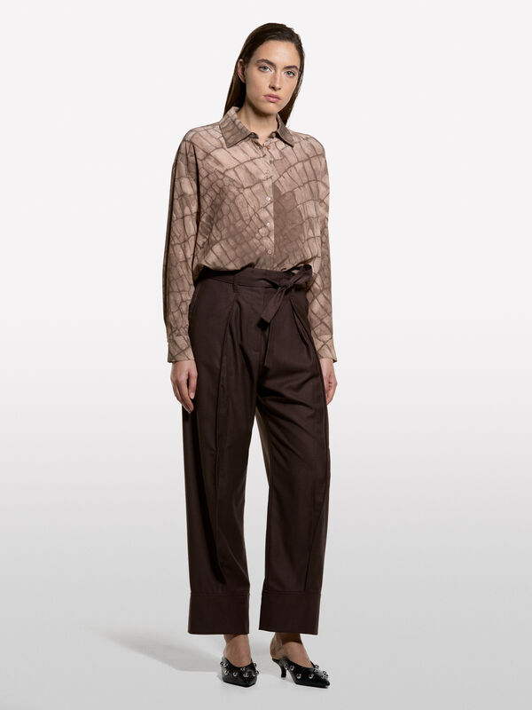 Camisa padrão estampada bege - camisas para mulher | Sisley