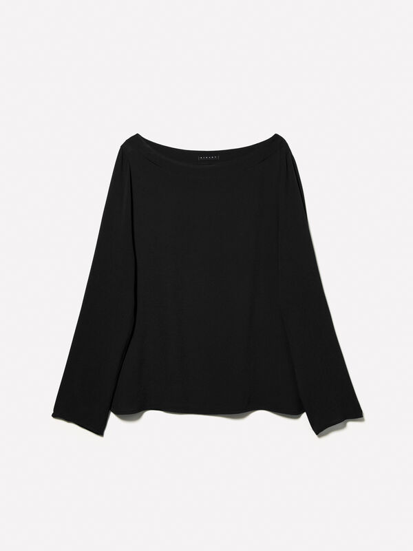 Blusa preta com decote &agrave; barco - blusas para mulher | Sisley