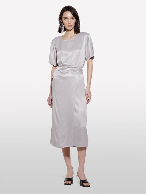 Blusa cinzenta em cetim - blusas para mulher | Sisley