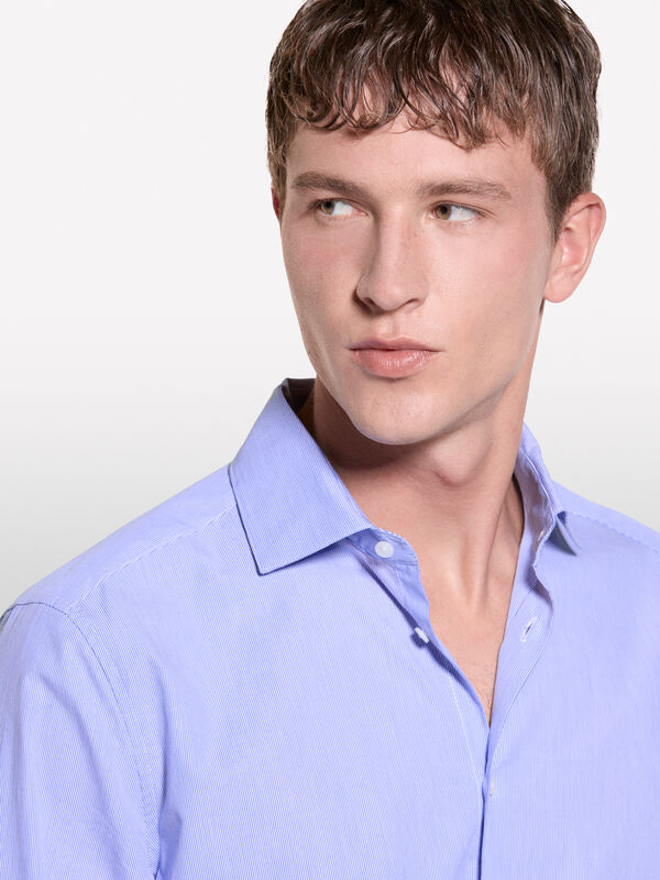 Camisa slim fit azul-escuro - camisas slim fit para homem | Sisley