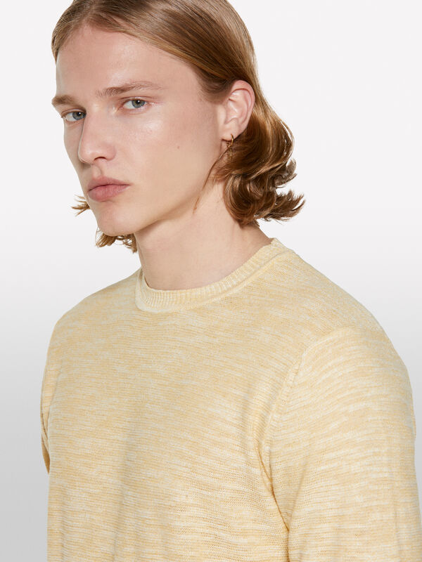 Camisola mélange amarela - camisolas gola redonda para homem | Sisley