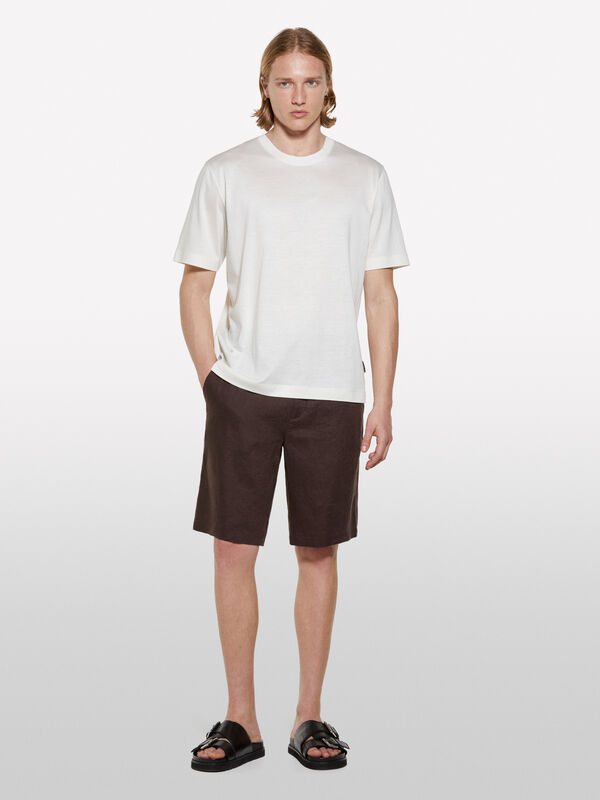 T-shirt branco nata regular fit - t-shirt de manga curta para homem | Sisley