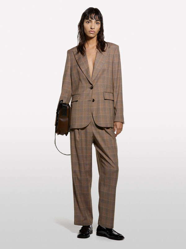 Joggers relaxed fit tartan - calças palazzo para mulher | Sisley