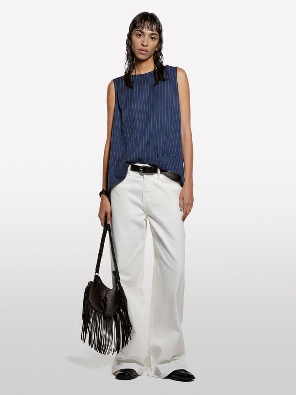 Jeans Style 72 wide fit branco Jeans Style 72 wide fit branco - jeans palazzo para mulher | Sisley