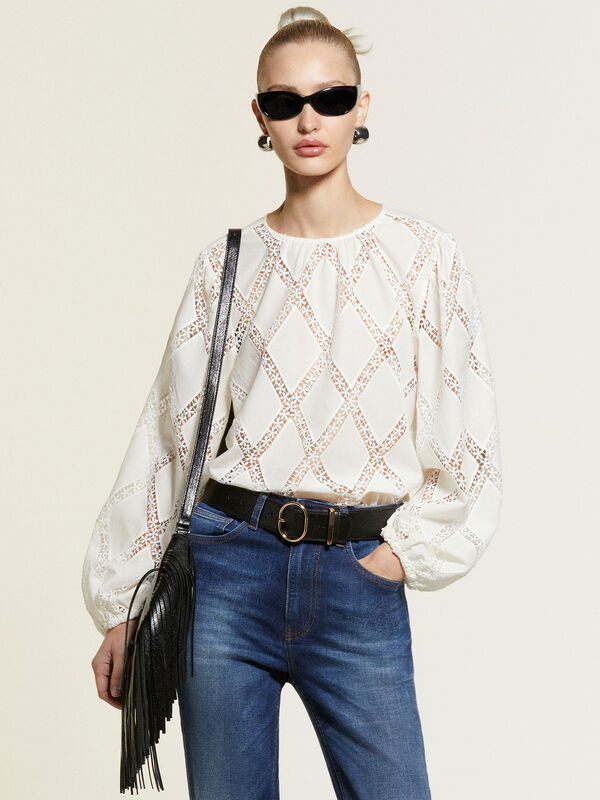 Blusa branco nata com renda - blusas para mulher | Sisley