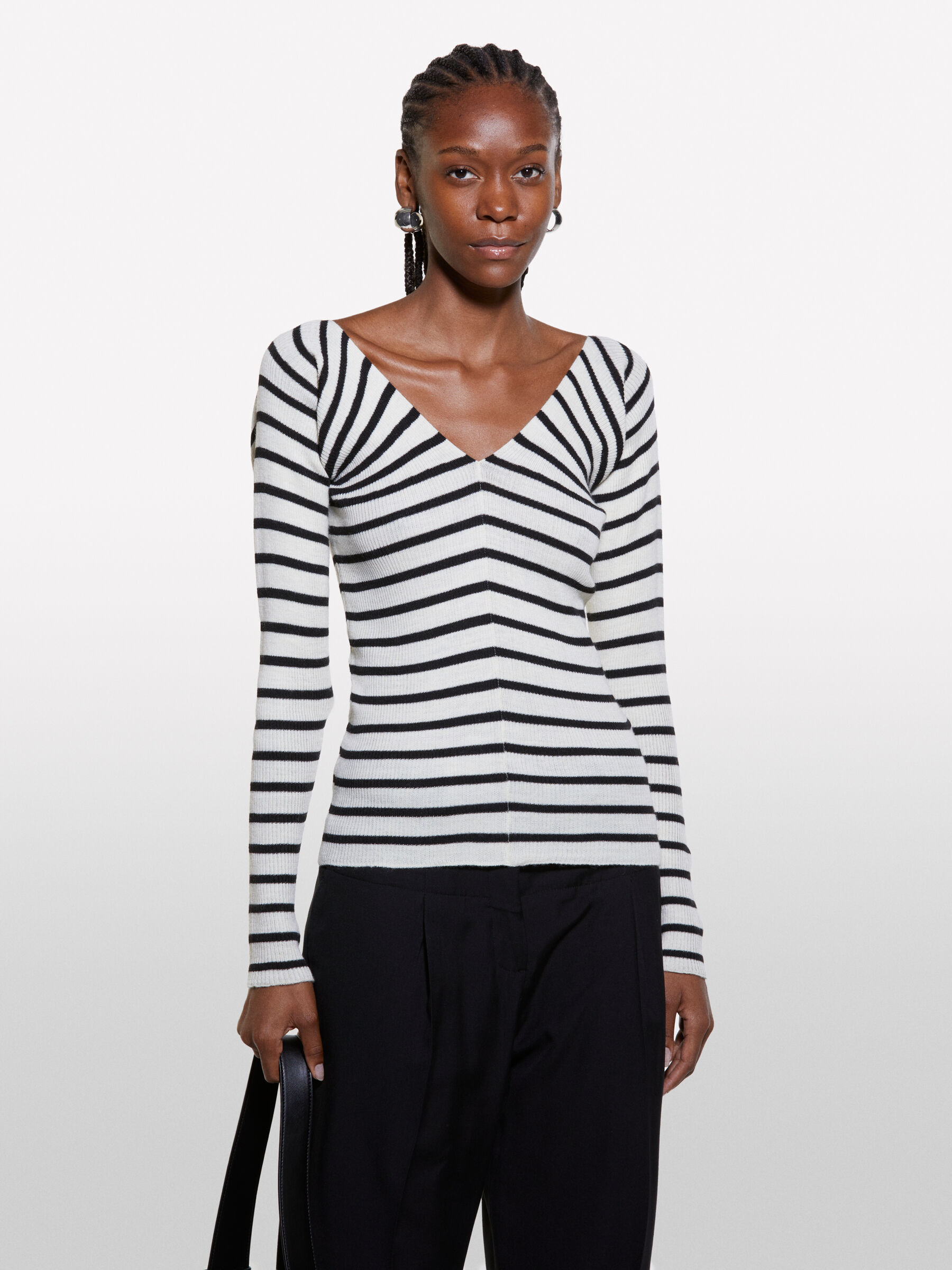 V NECK SWEATER L/S Mulher image number null