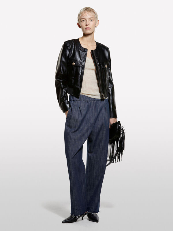 Joggers em denim azul - calças joggers para mulher | Sisley