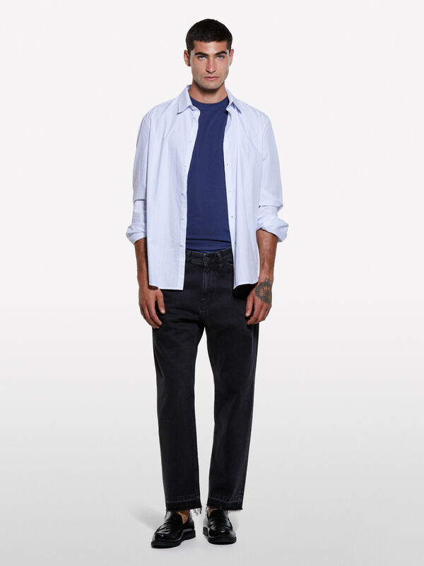 Jeans regular fit preto com bolsos grandes - jeans regular para homem | Sisley