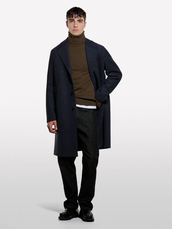 Camisola castanho regular fit com gola alta - camisolas gola alta para homem | Sisley