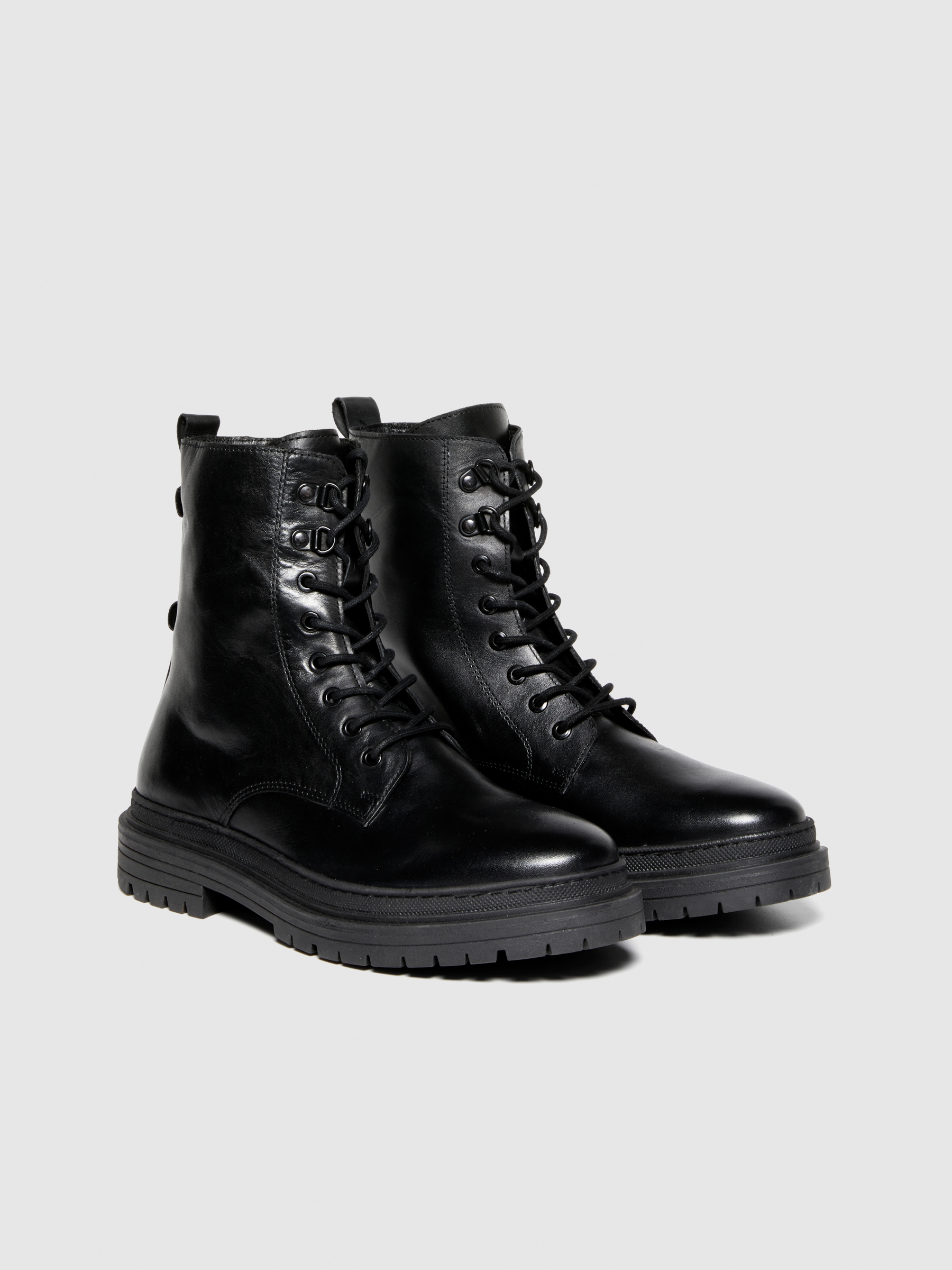 Sisley - Heavy-duty Boots In 100% Leather, Man, Black, Size: 41