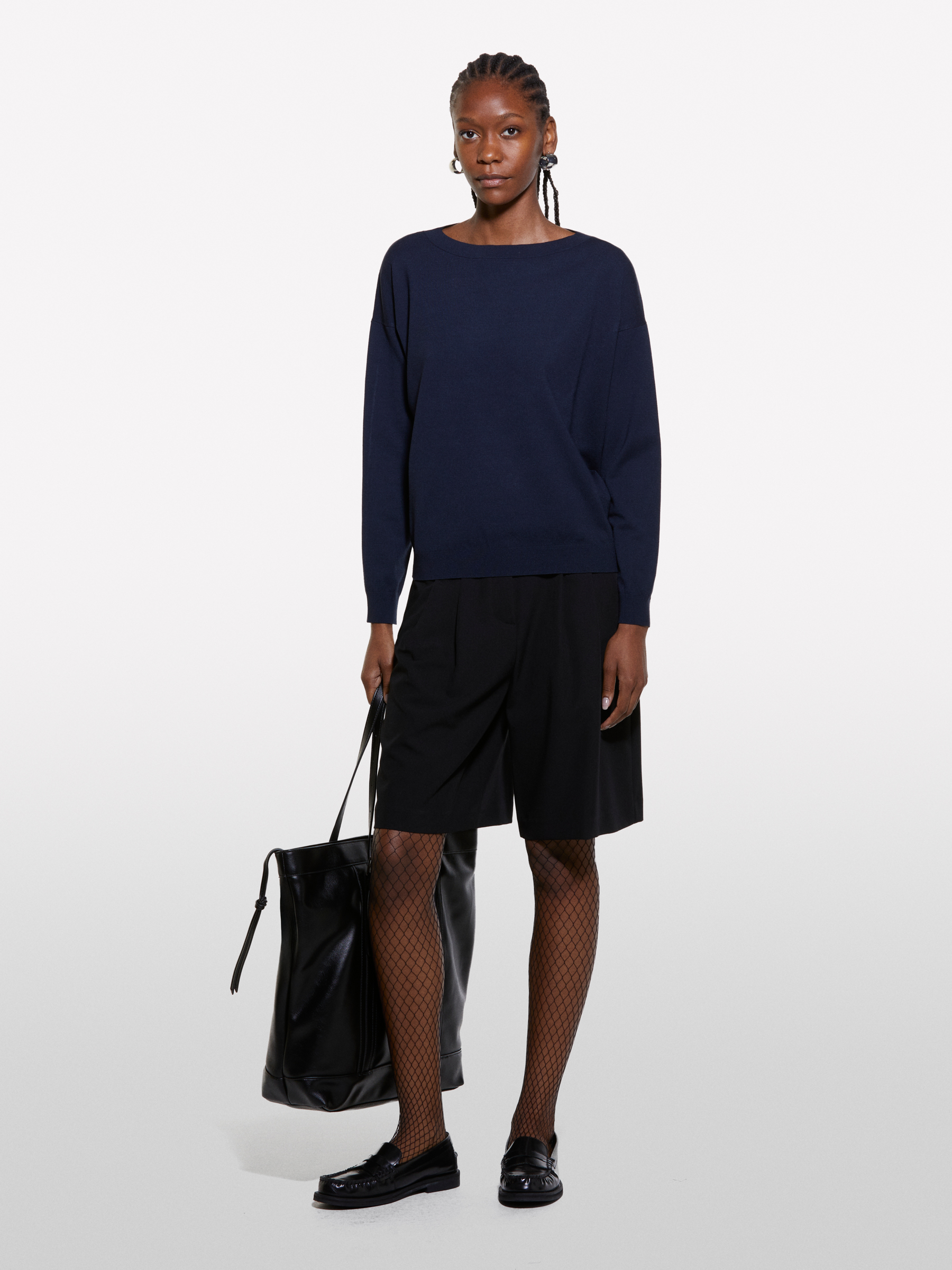 Sisley - Pull Bleu Foncé À Encolure Bateau, Femme, Bleu Foncé, Taille: XL