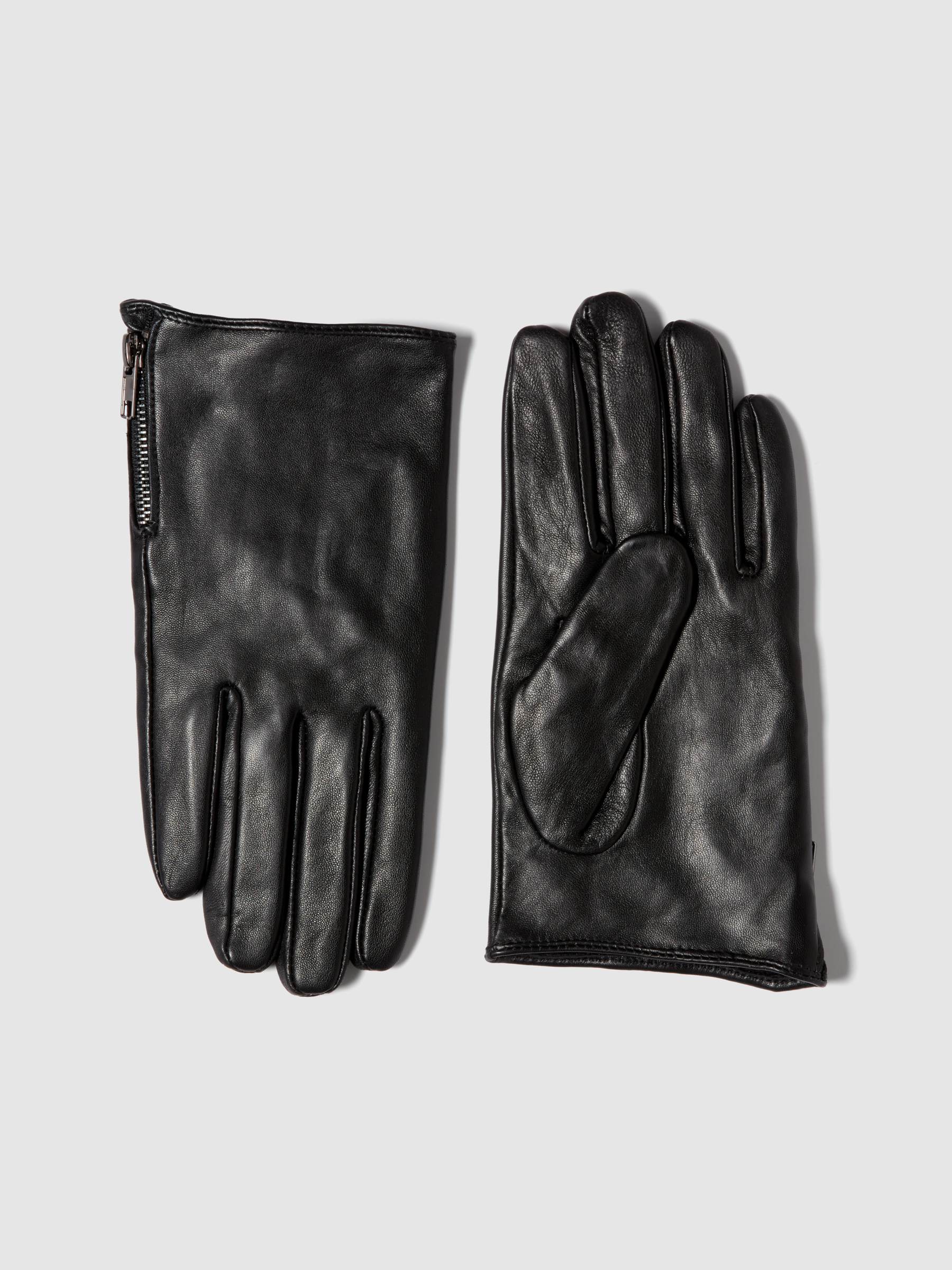 Sisley - 100% Leather Gloves, Man, Black, Size: L