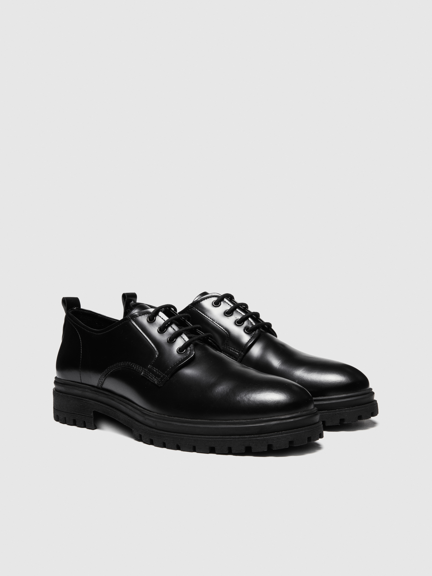 Sisley - Leather Lace-up Shoes, Man, Black, Size: 39