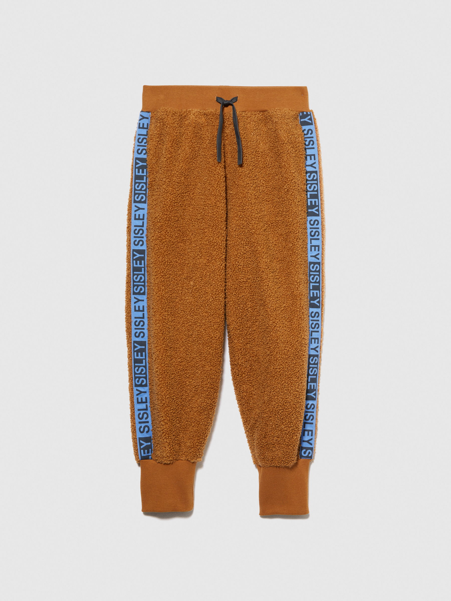Sisley Young - Teddy Joggers With Logo Band, Man, Camel, Size: XS