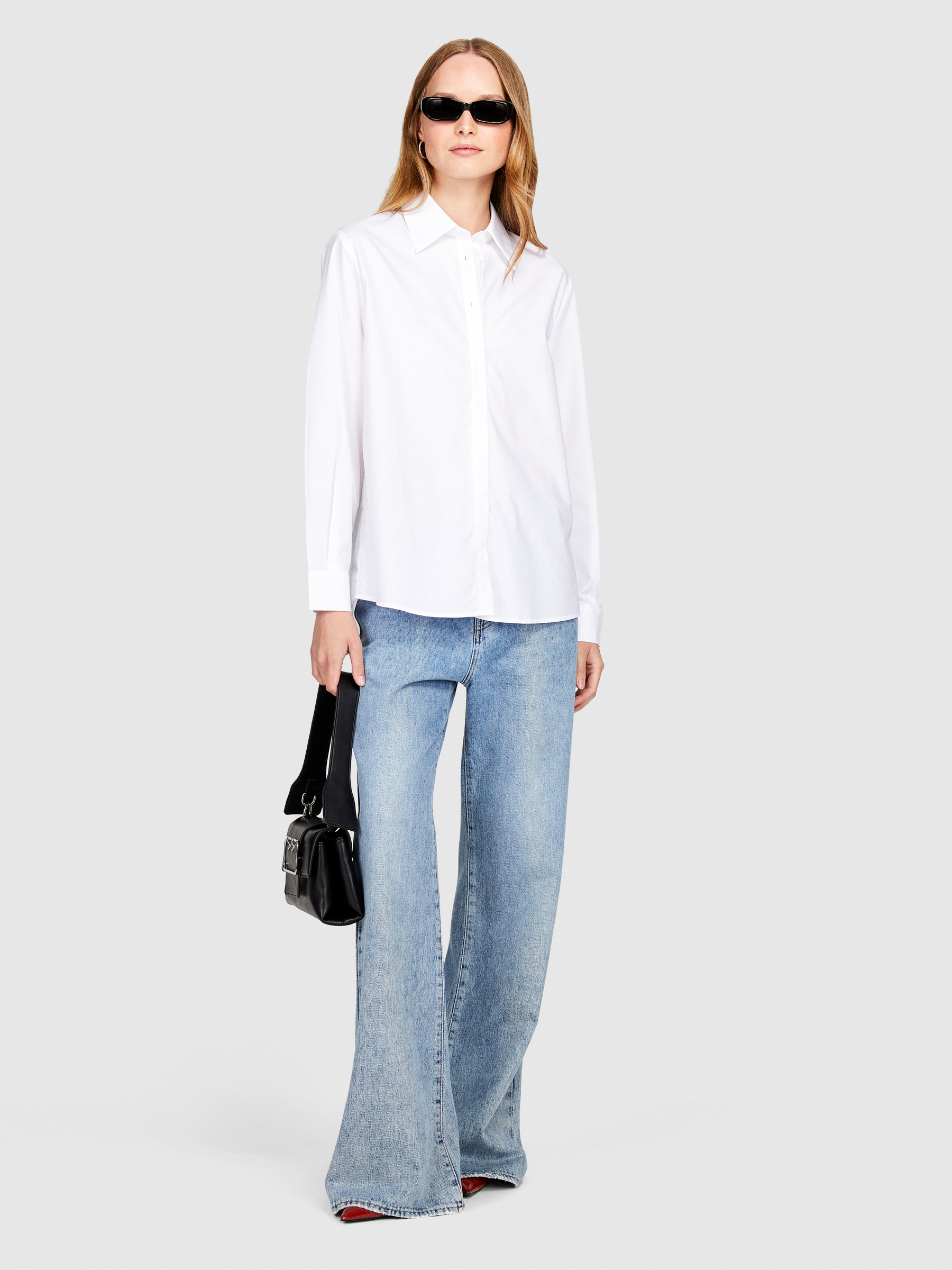 Sisley - Comfort Fit Shirt, Woman, White, Size: L