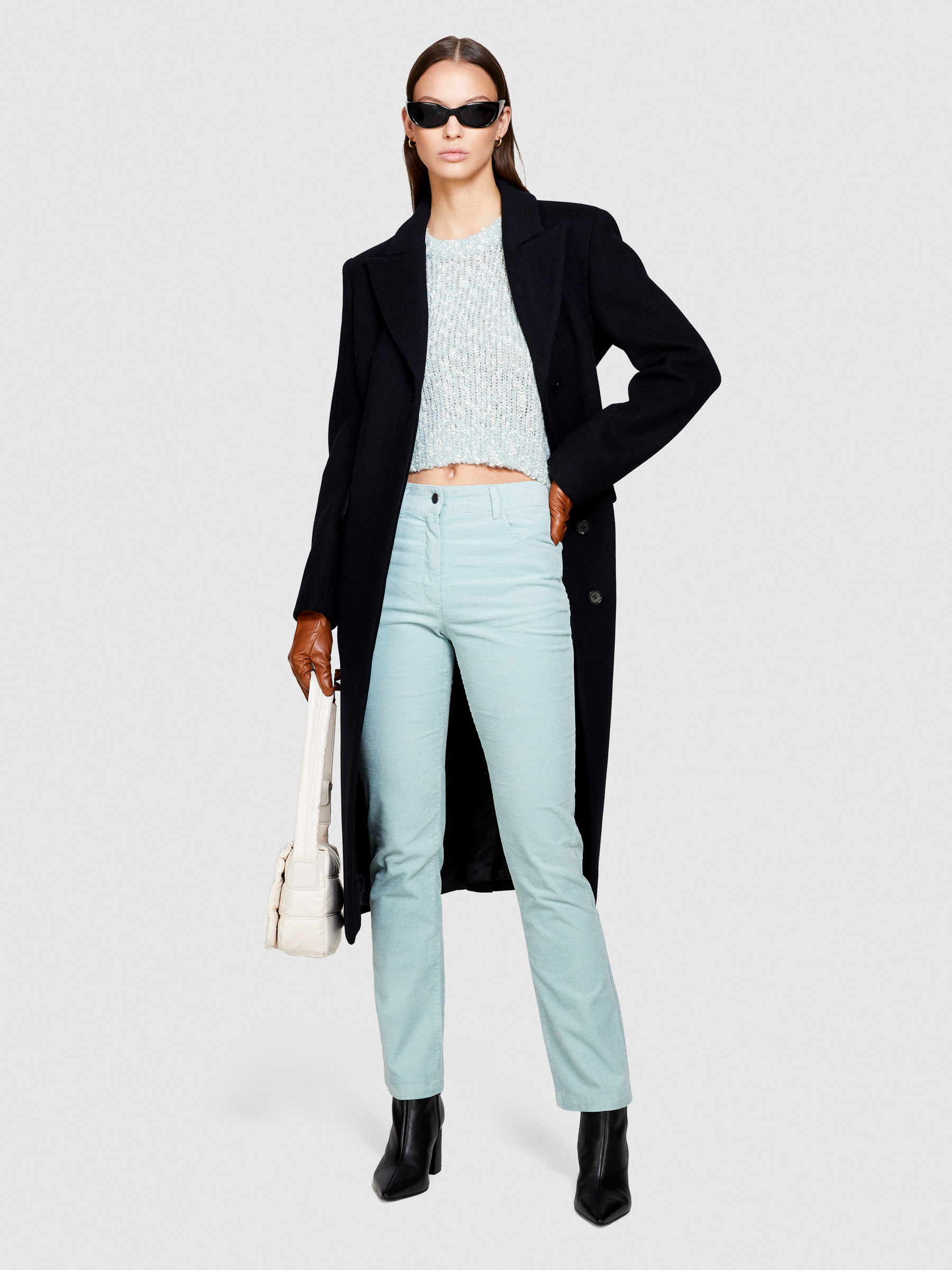 Sisley - Trousers In Corduroy, Woman, Light Blue, Size: 44