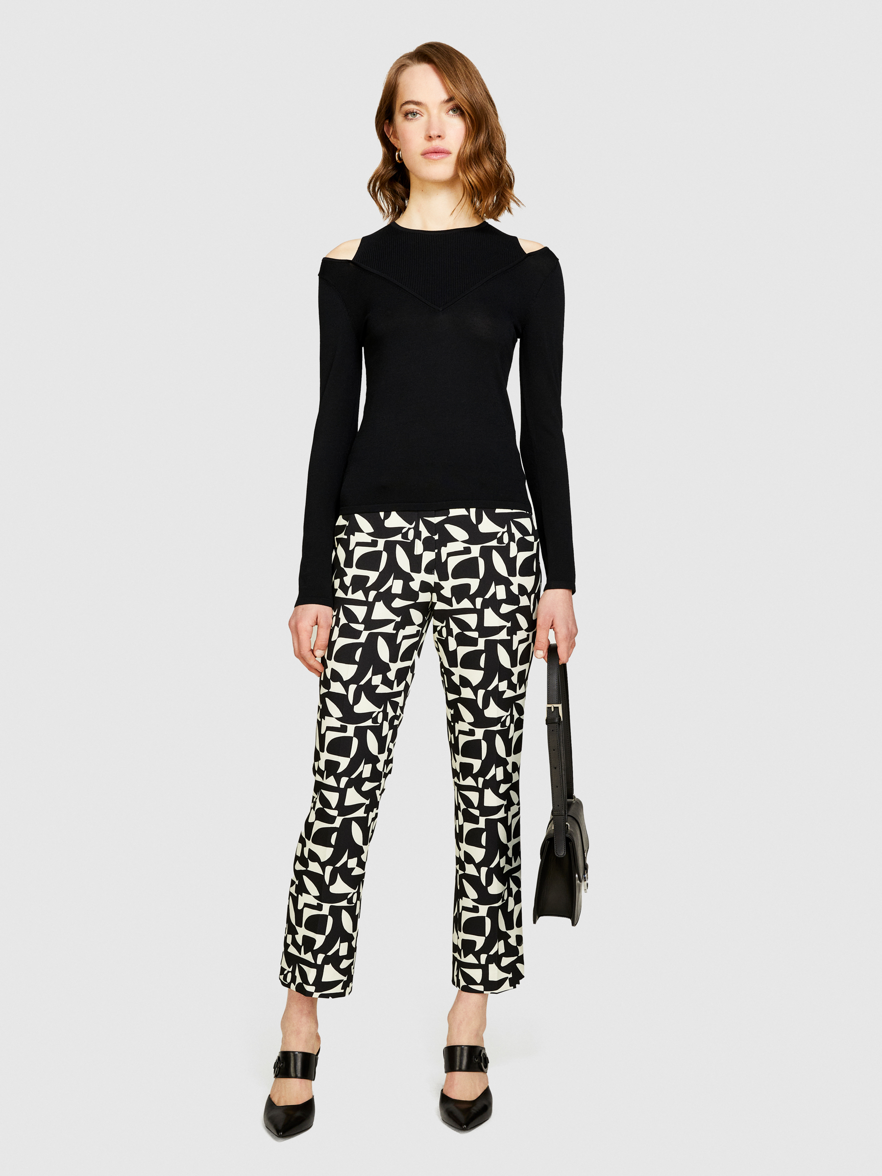 Sisley - Sweater With Porthole, Woman, Black, Size: XS