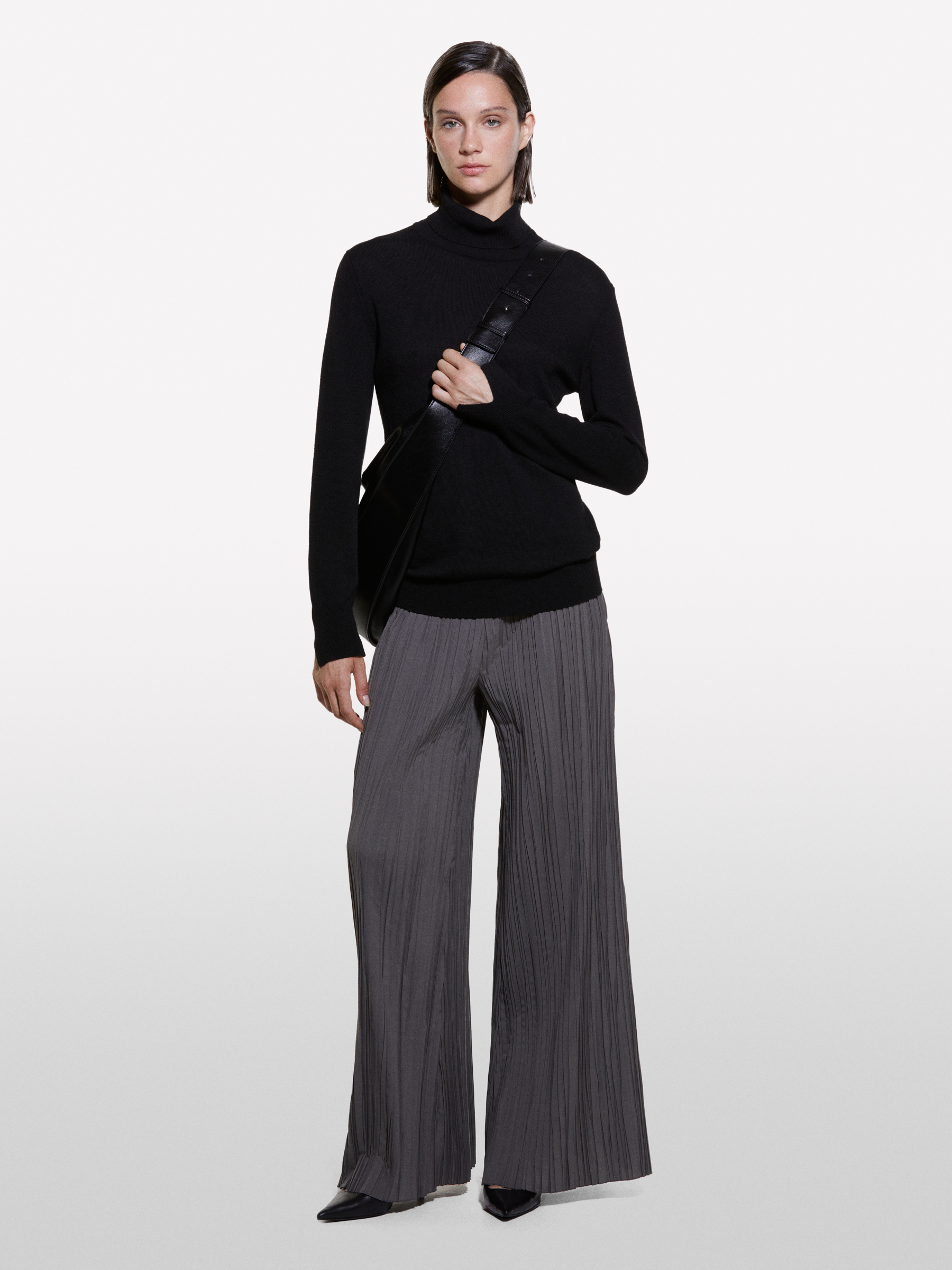 Sisley - Pull Regular Noir À Col Montant, Femme, Noir, Taille: XS