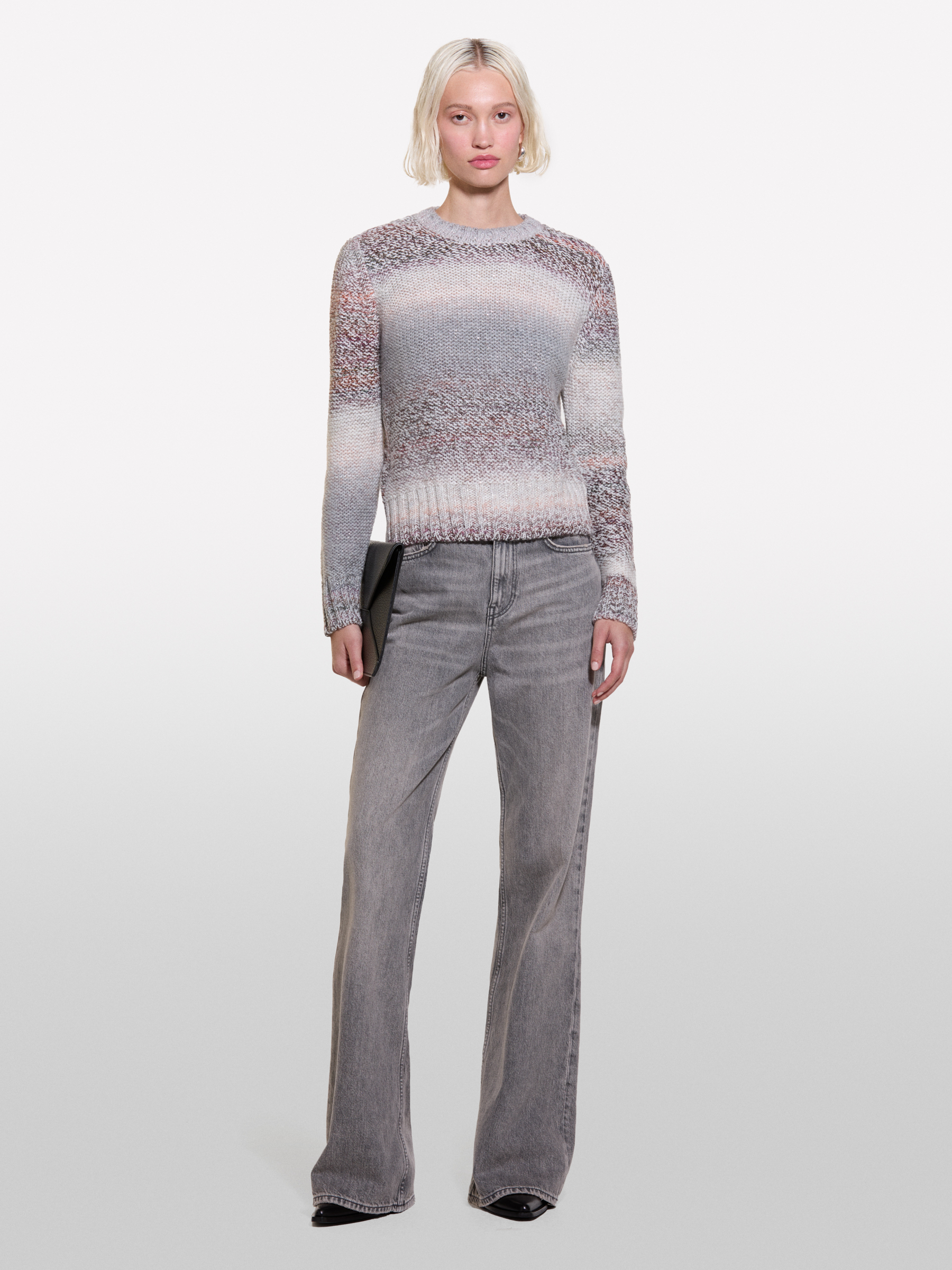 Sisley - Pull Effet Dégradé Rose Et Marron, Femme, Multicolore, Taille: XS