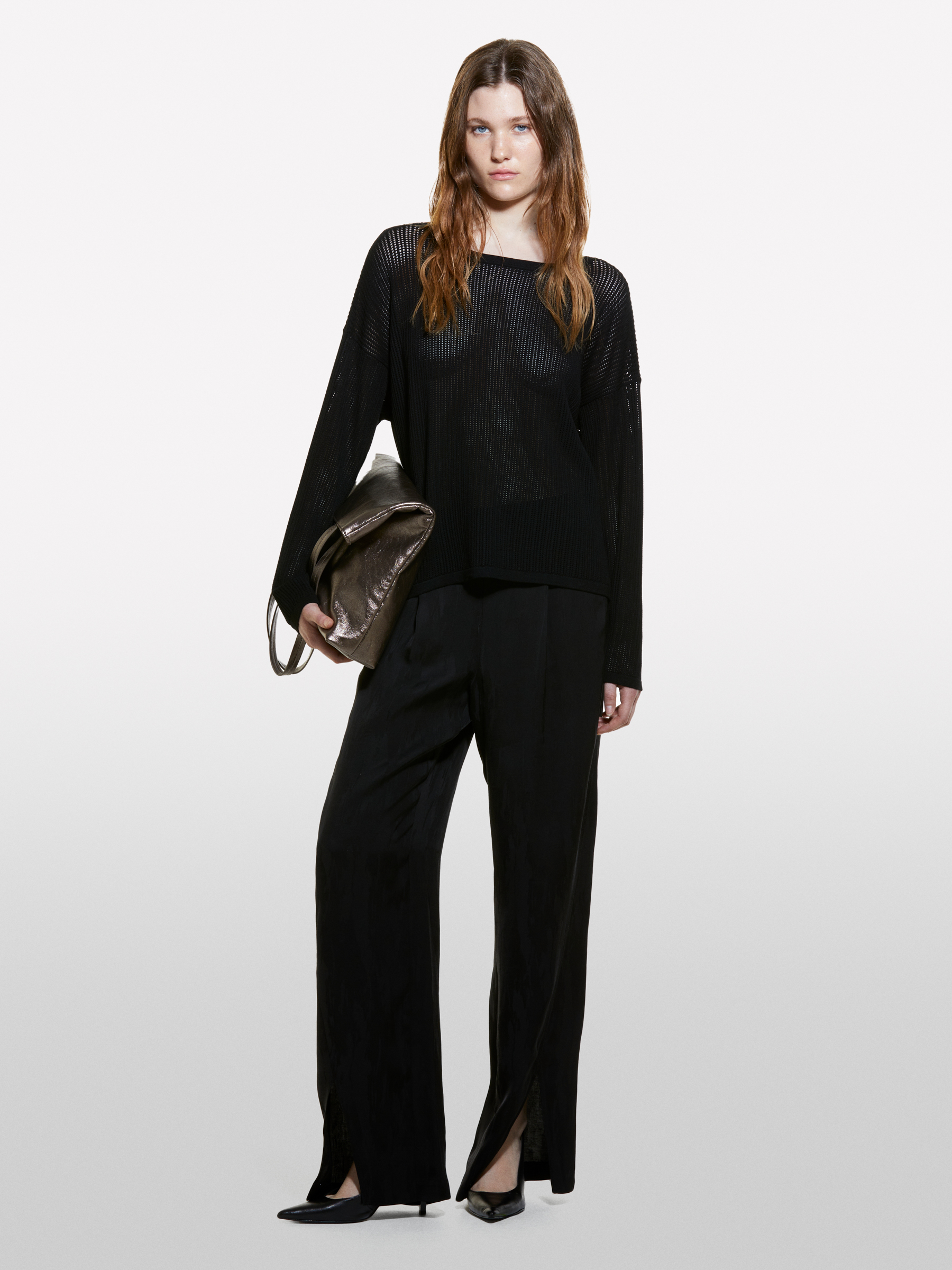 Sisley - Pull Oversize Noir À Encolure Bateau, Femme, Noir, Taille: S