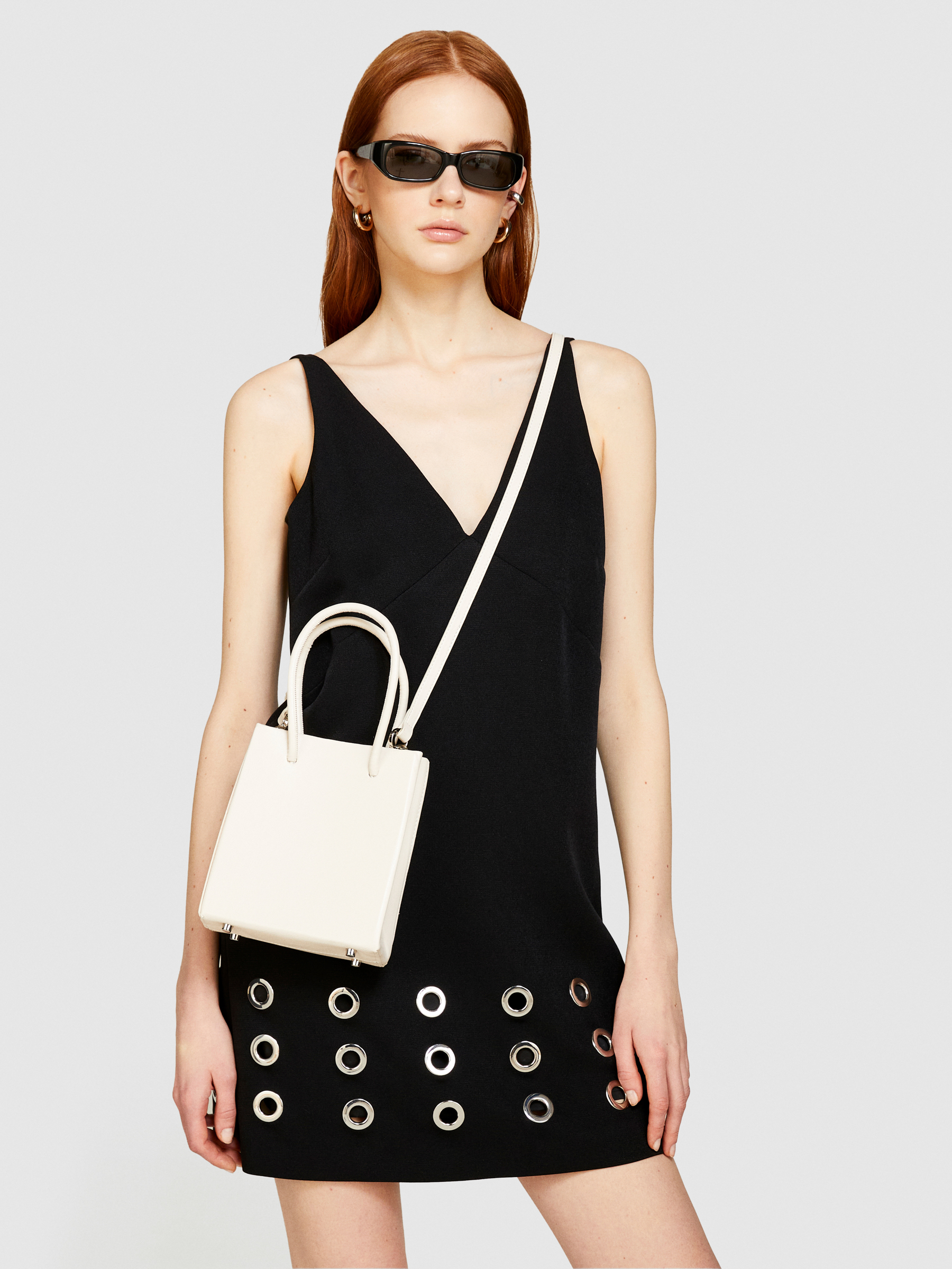 Sisley - Mini Tote Bag With Shoulder Strap, Woman, Creamy White, Size: ST
