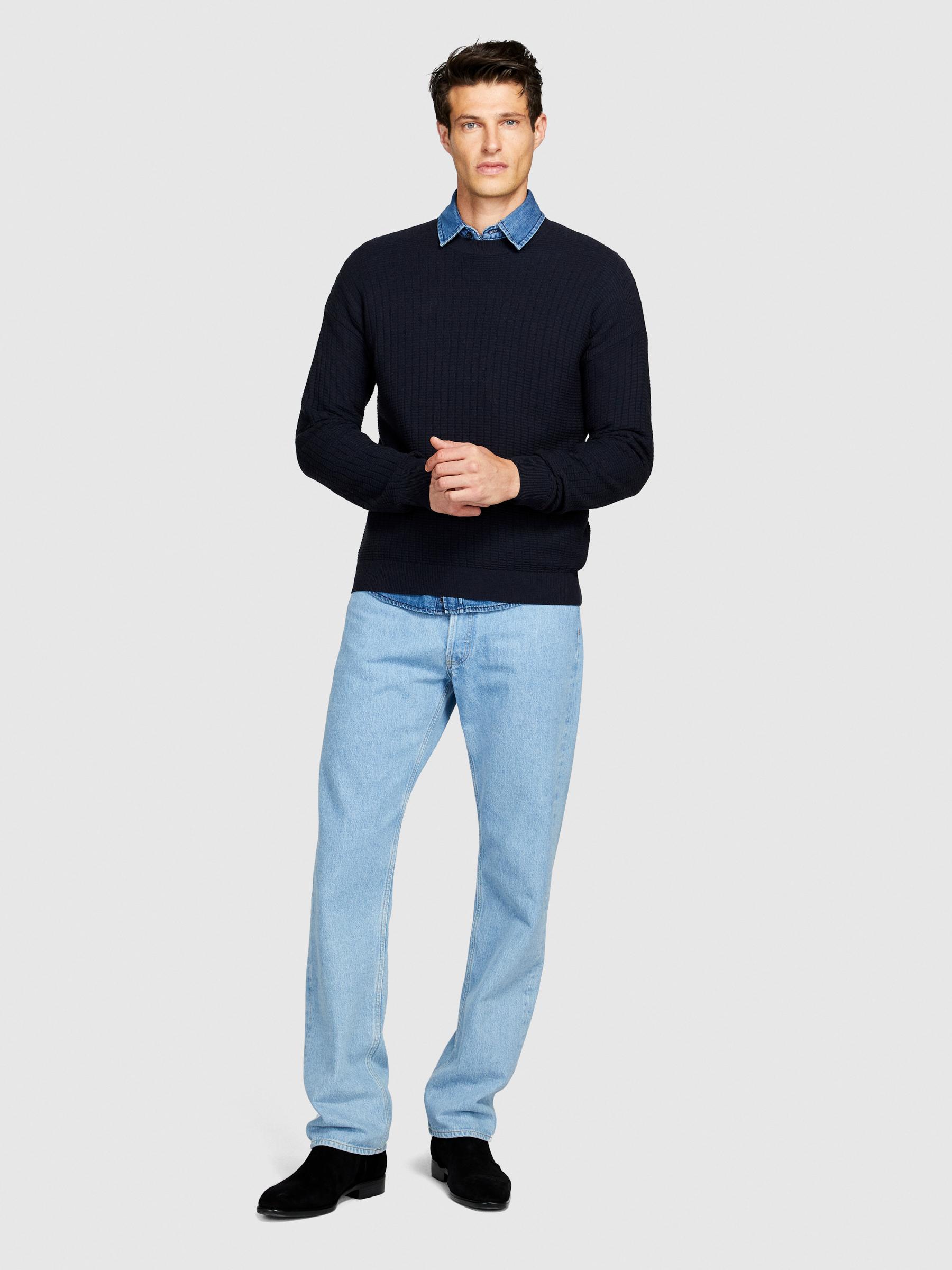 Sisley - Regular Fit Sweater, Man, Dark Blue, Size: S