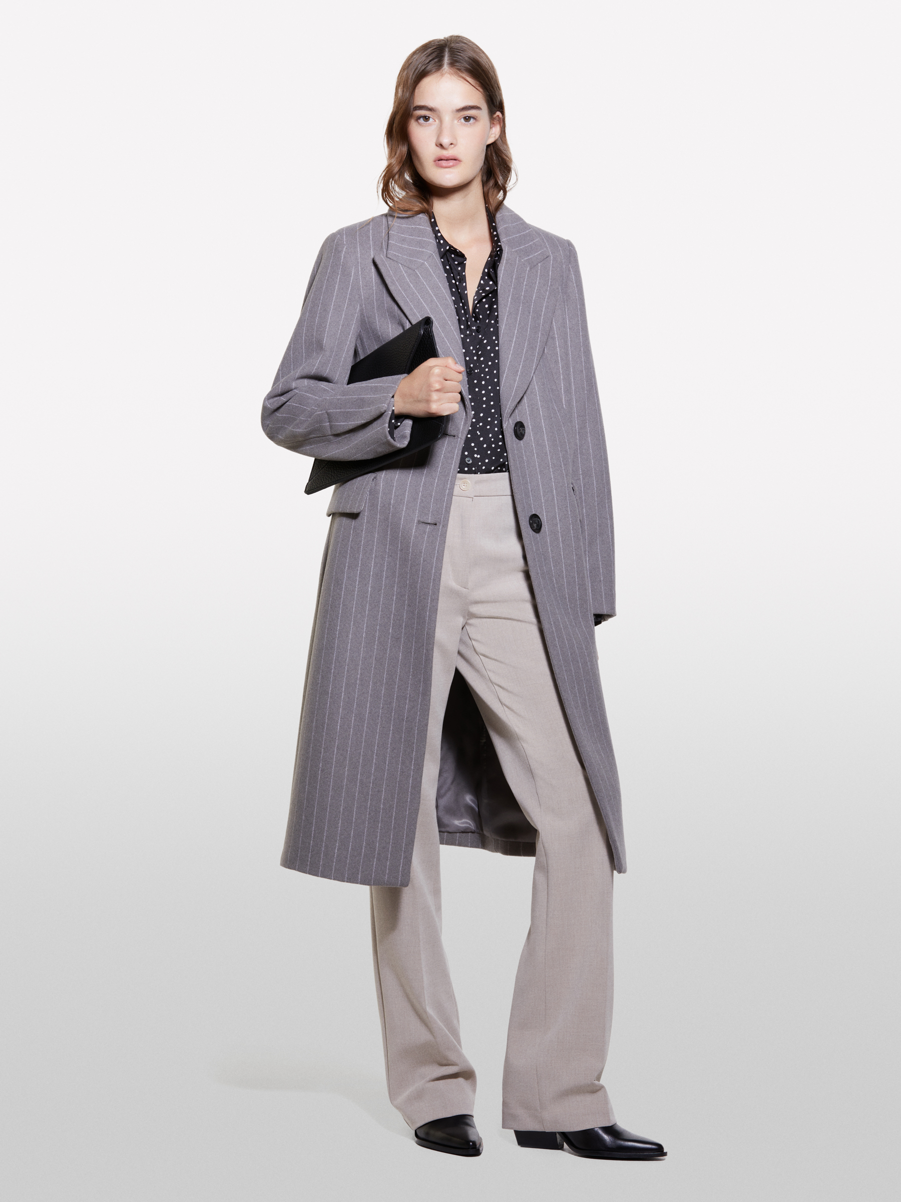 Sisley - Manteau Rayé Gris Clair, Femme, Gris Clair, Taille: 48