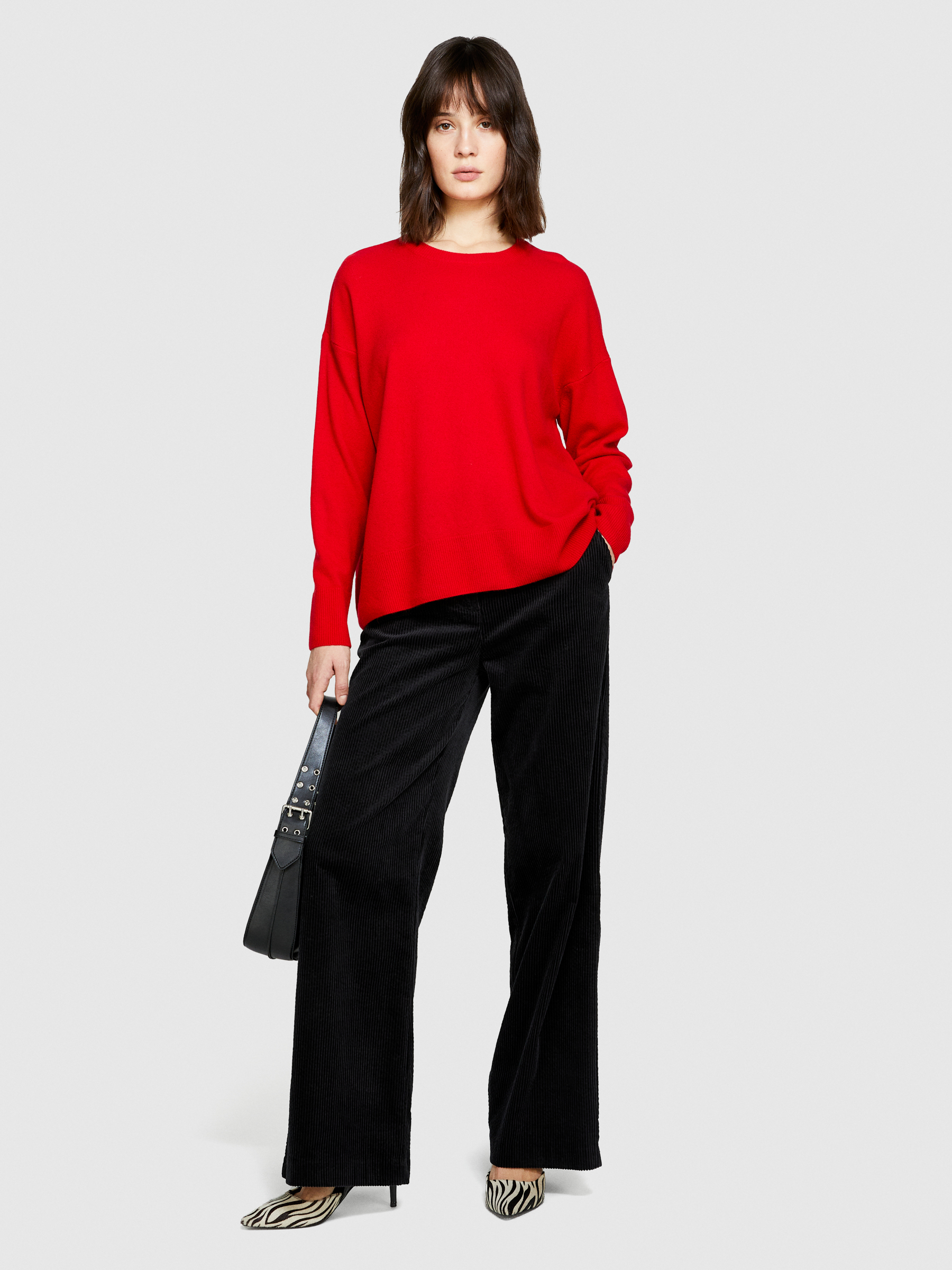 Sisley - Boxy Fit Sweater, Woman, Red, Size: XS