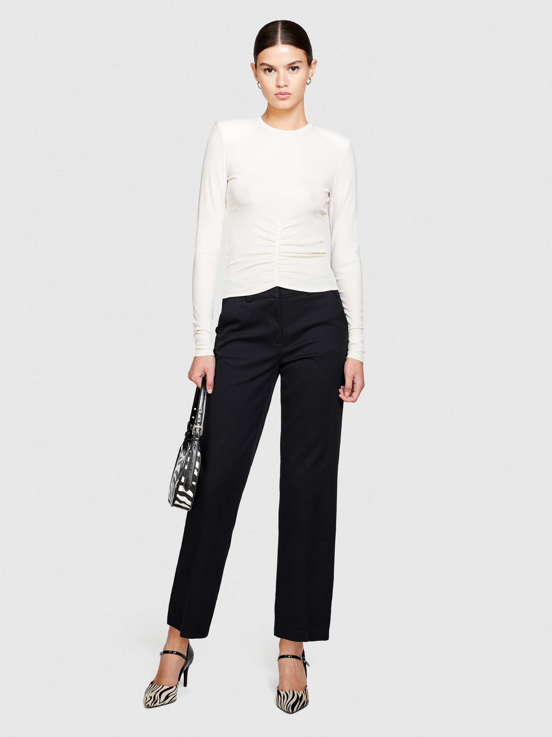 Sisley - Regular Fit Trousers, Woman, Black, Size: 38