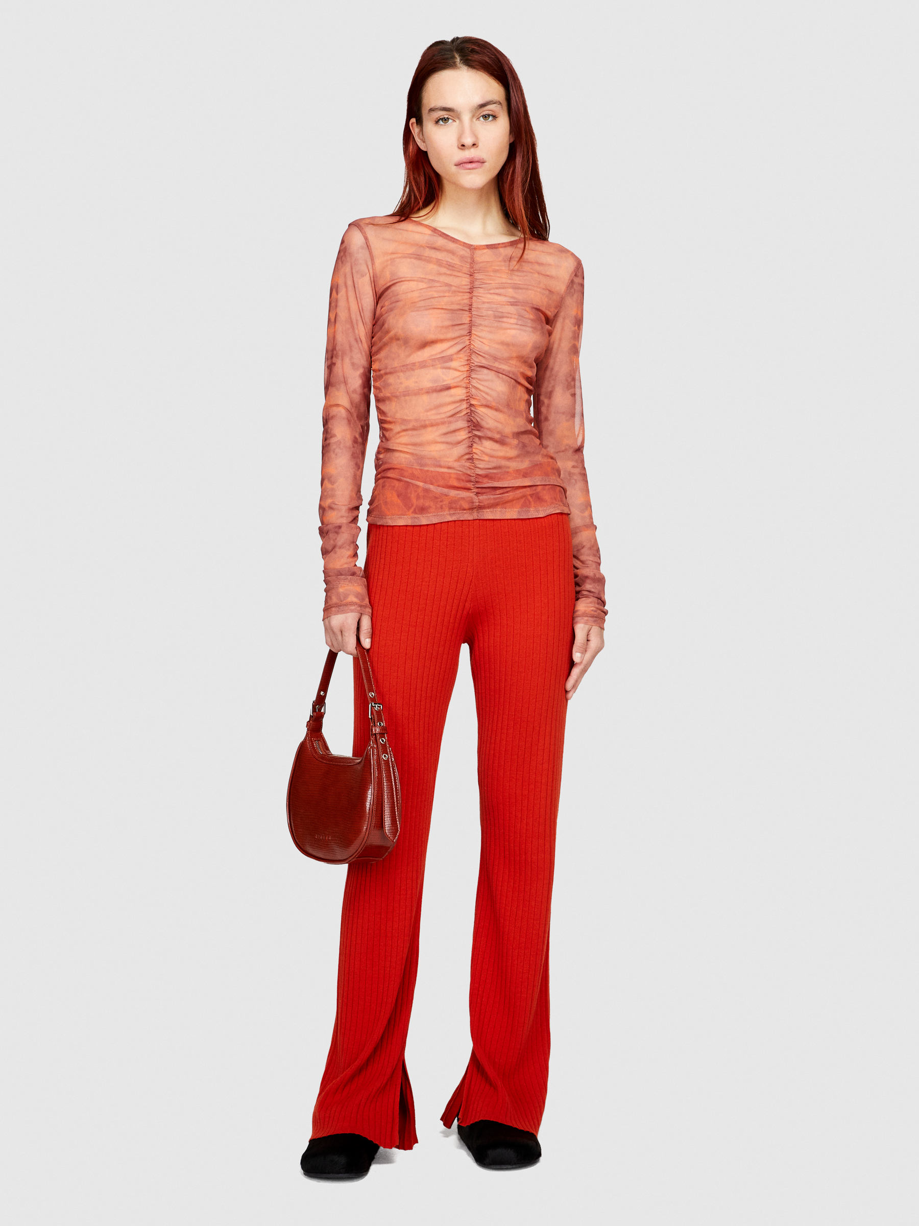Sisley - Knit Trousers, Woman, Red, Size: L