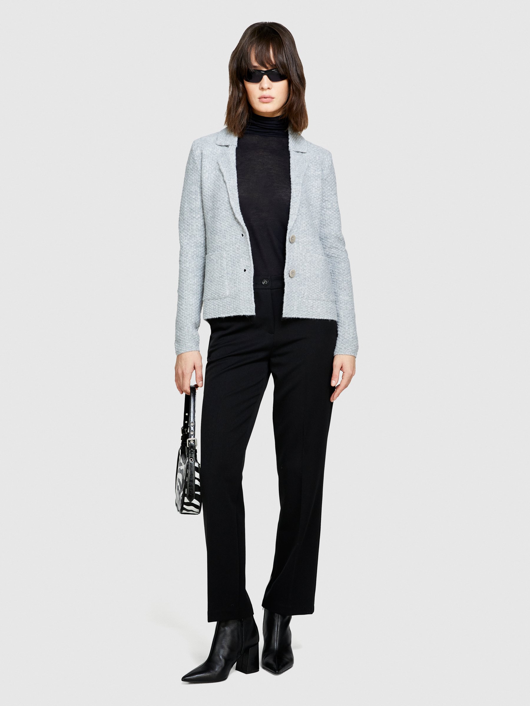 Sisley - Knit Blazer, Woman, Light Gray, Size: M