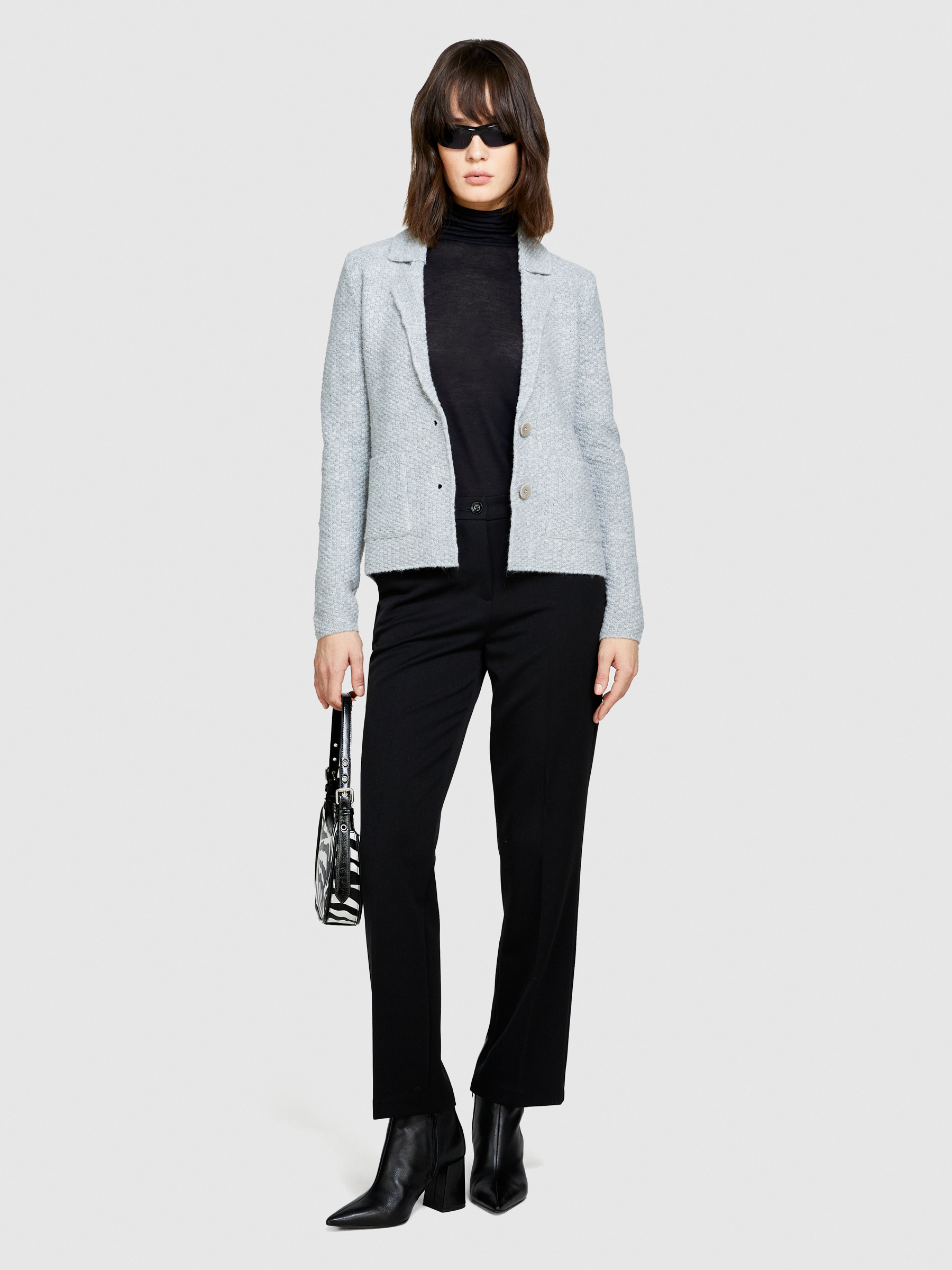 Sisley - Knit Blazer, Woman, Light Gray, Size: S