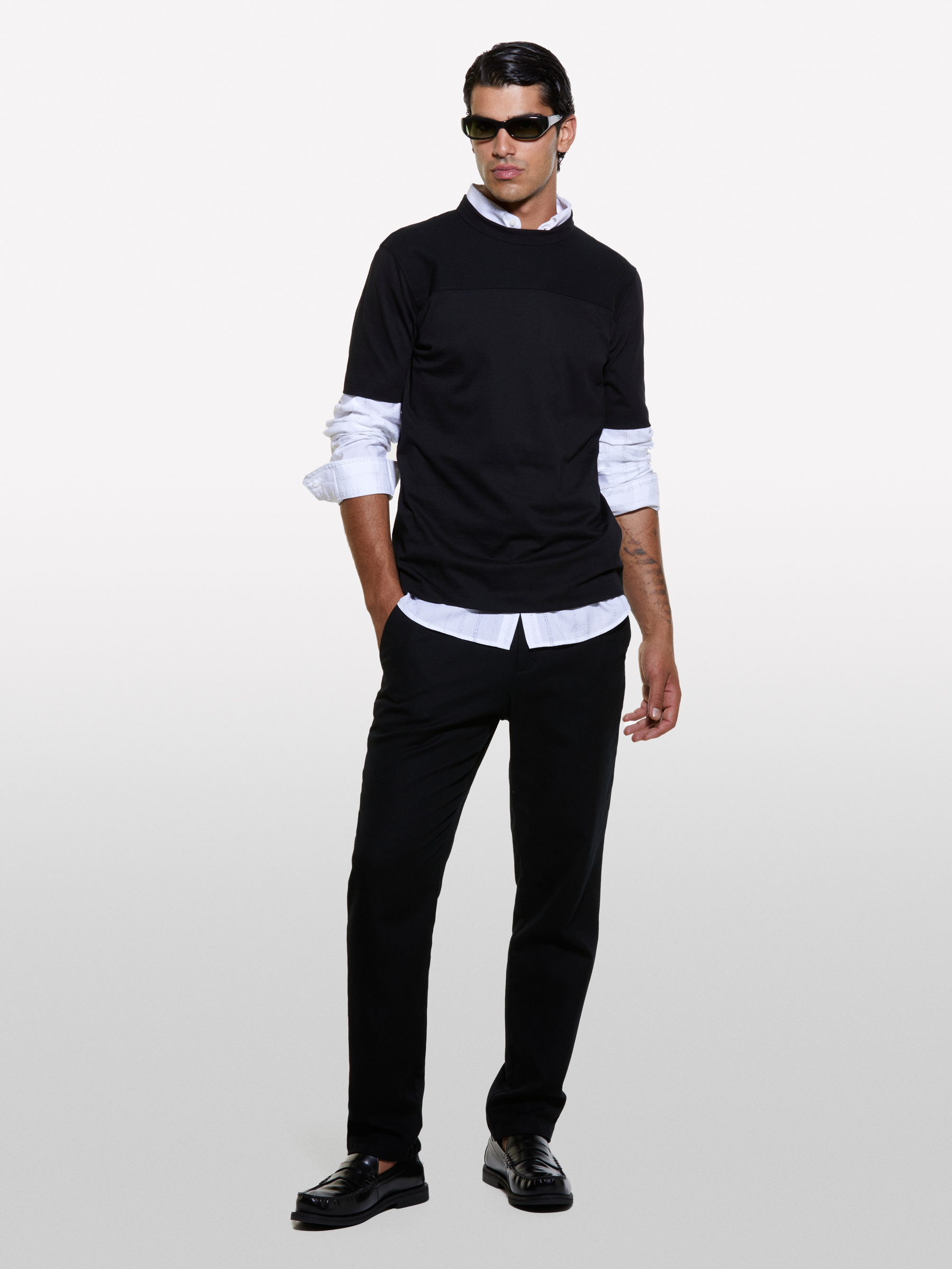 Sisley - T-shirt Noir En Piqué, Homme, Noir, Taille: XL