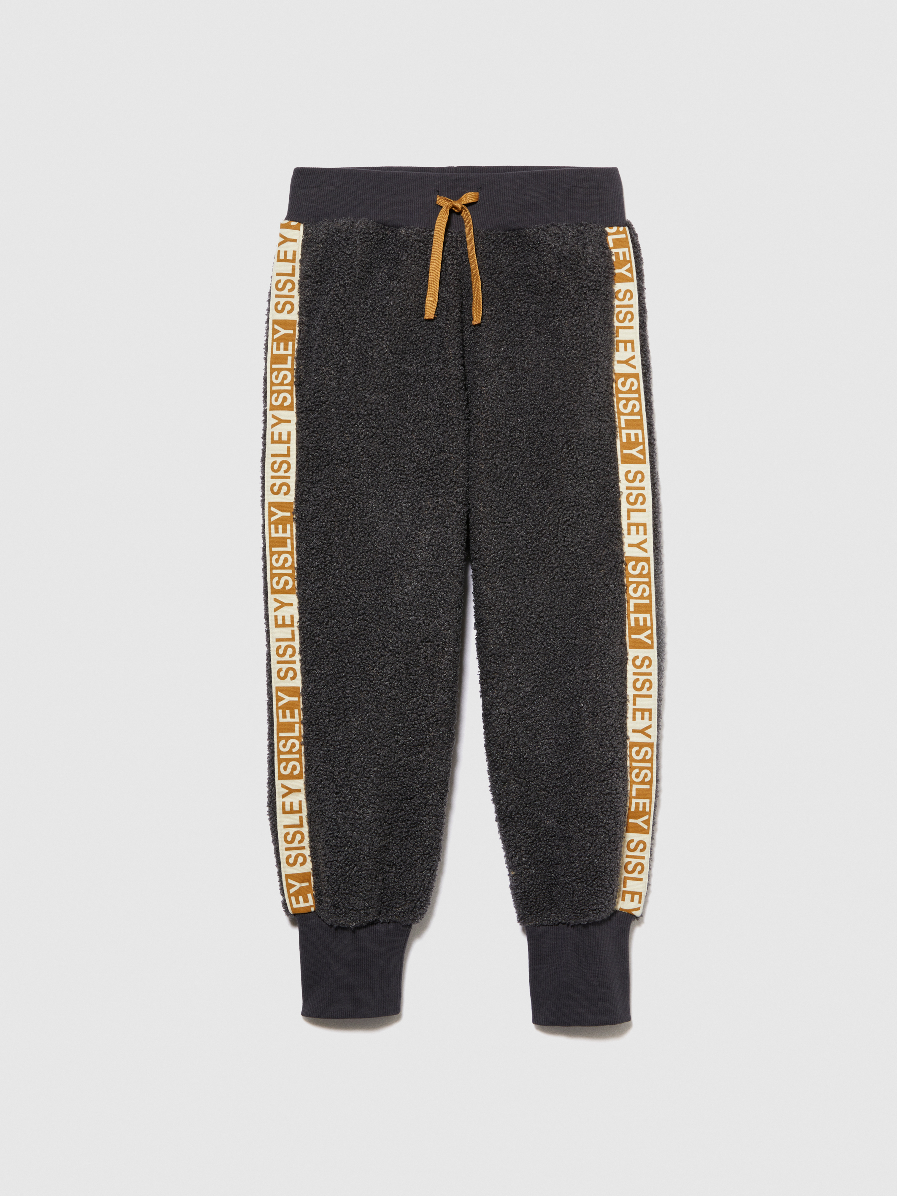 Sisley Young - Teddy Joggers With Logo Band, Man, Dark Gray, Size: XS