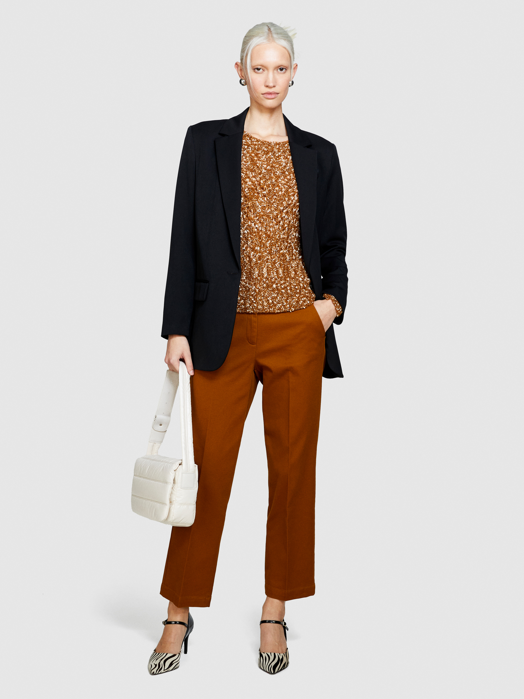 Sisley - Regular Fit Trousers, Woman, Camel, Size: 44
