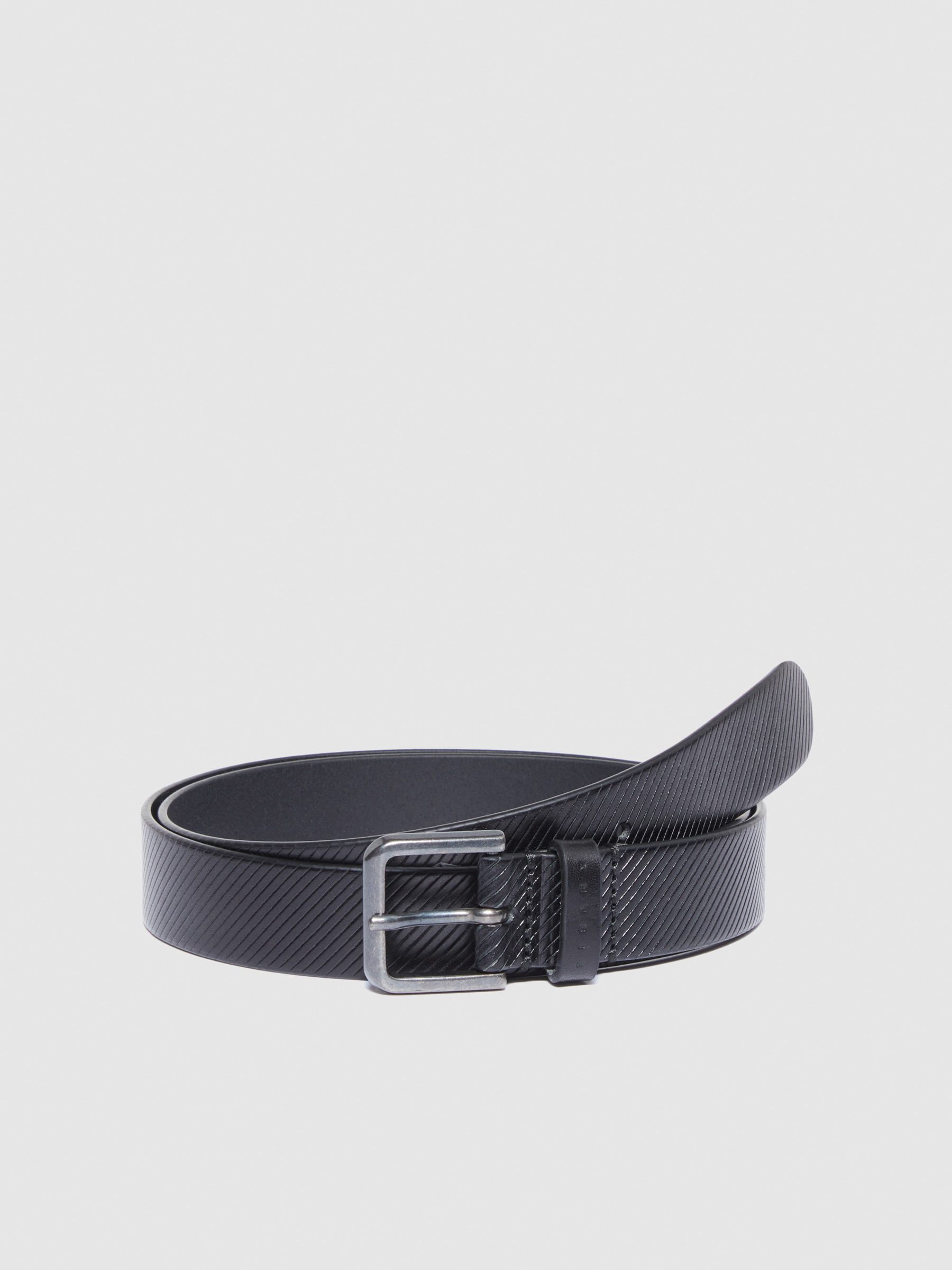 Sisley - 100% Printed Leather Belt, Man, Black, Size: XL
