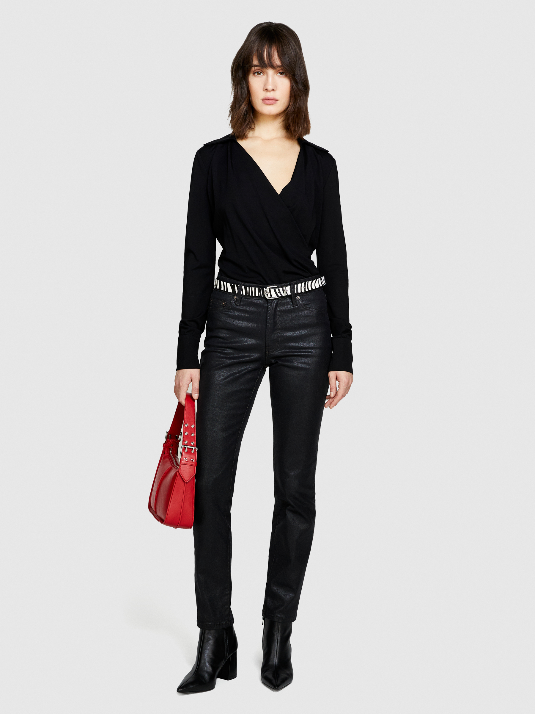 Sisley - Glossy Jeans, Woman, Black, Size: 31