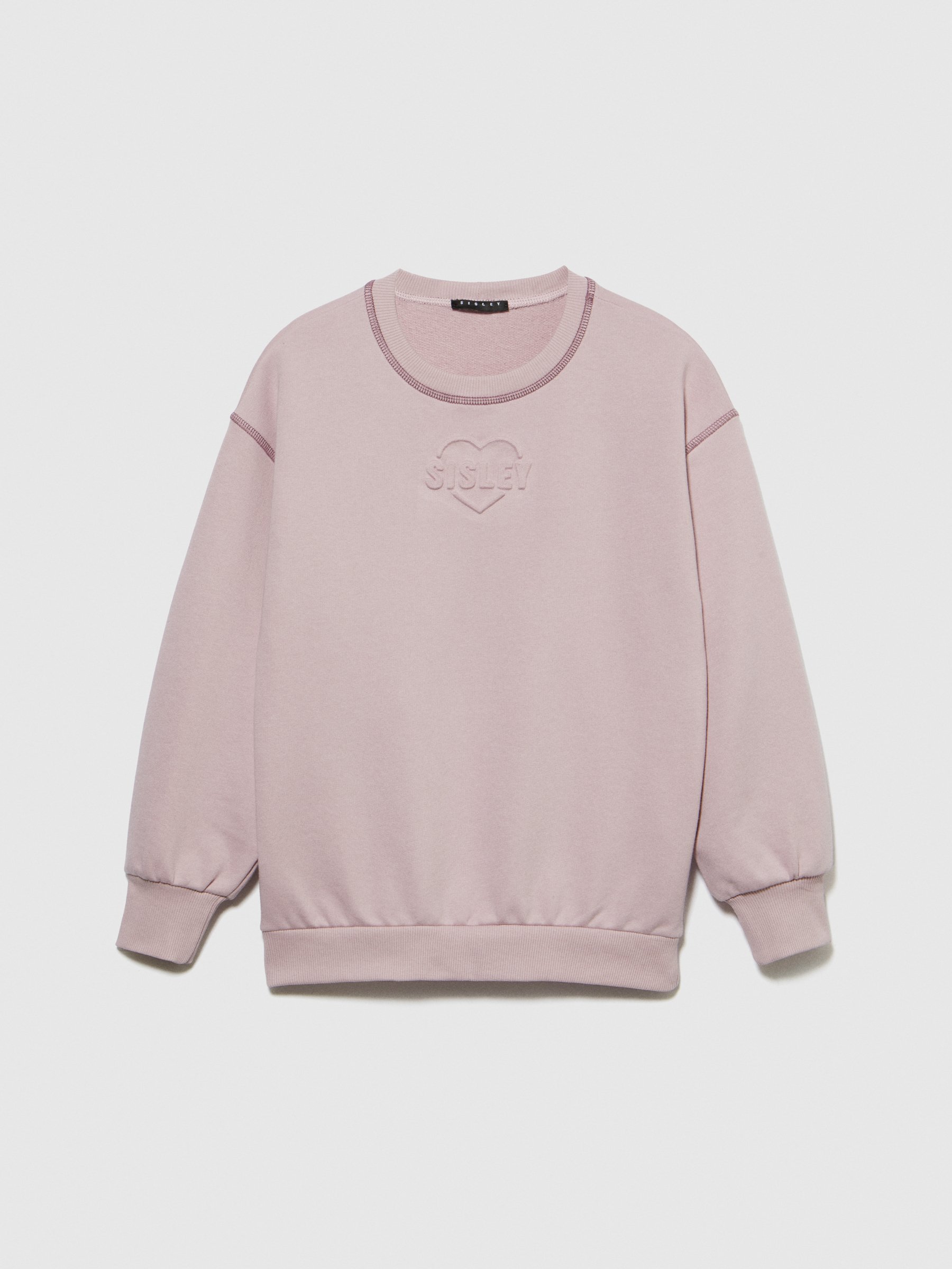 Sisley Young - Sweatshirt With Embossed Print, Woman, Pastel Pink, Size: KL
