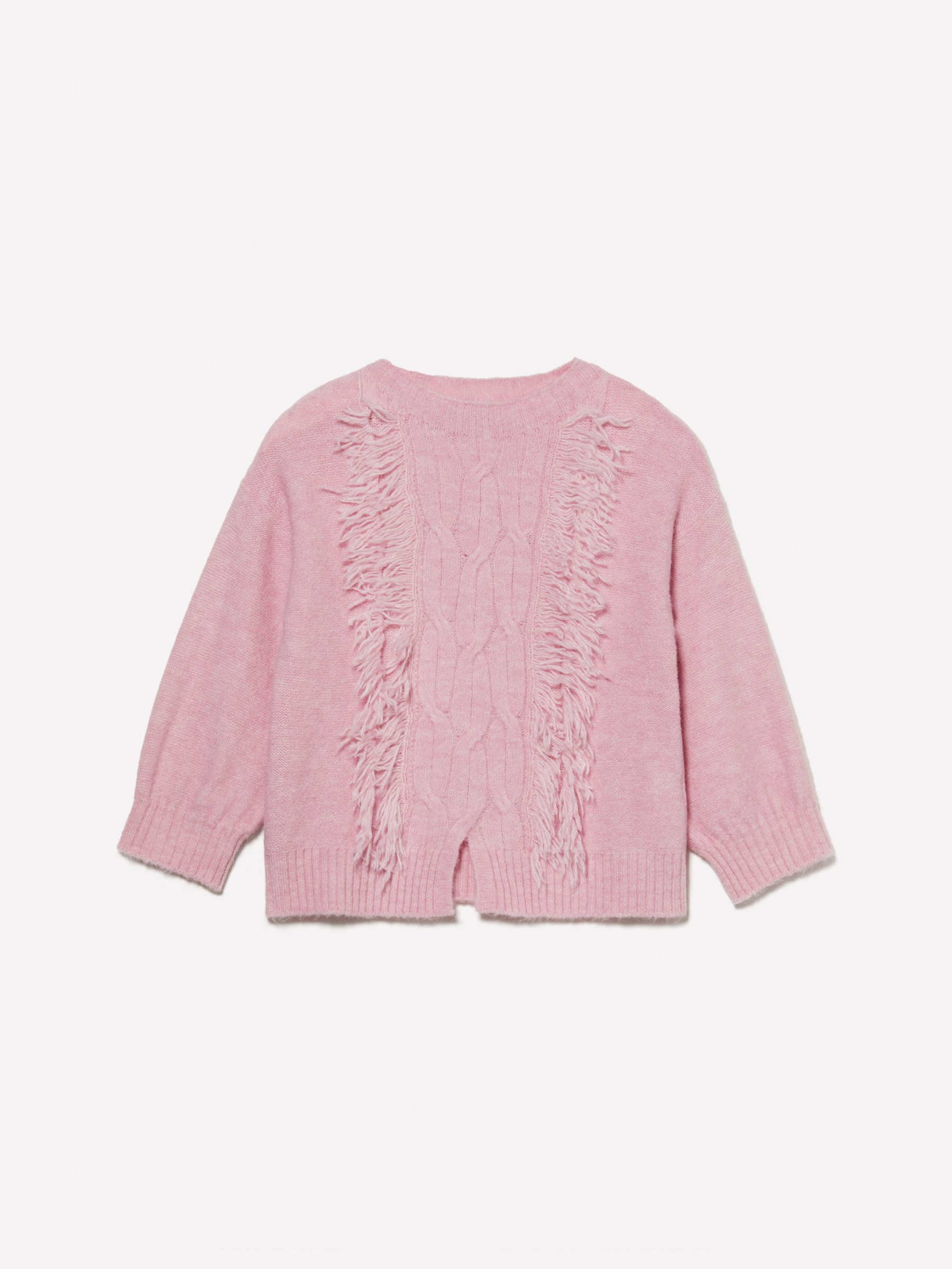 Sisley Young - Pull Rose Torsadé À Franges, Femme, Rose, Taille: XS