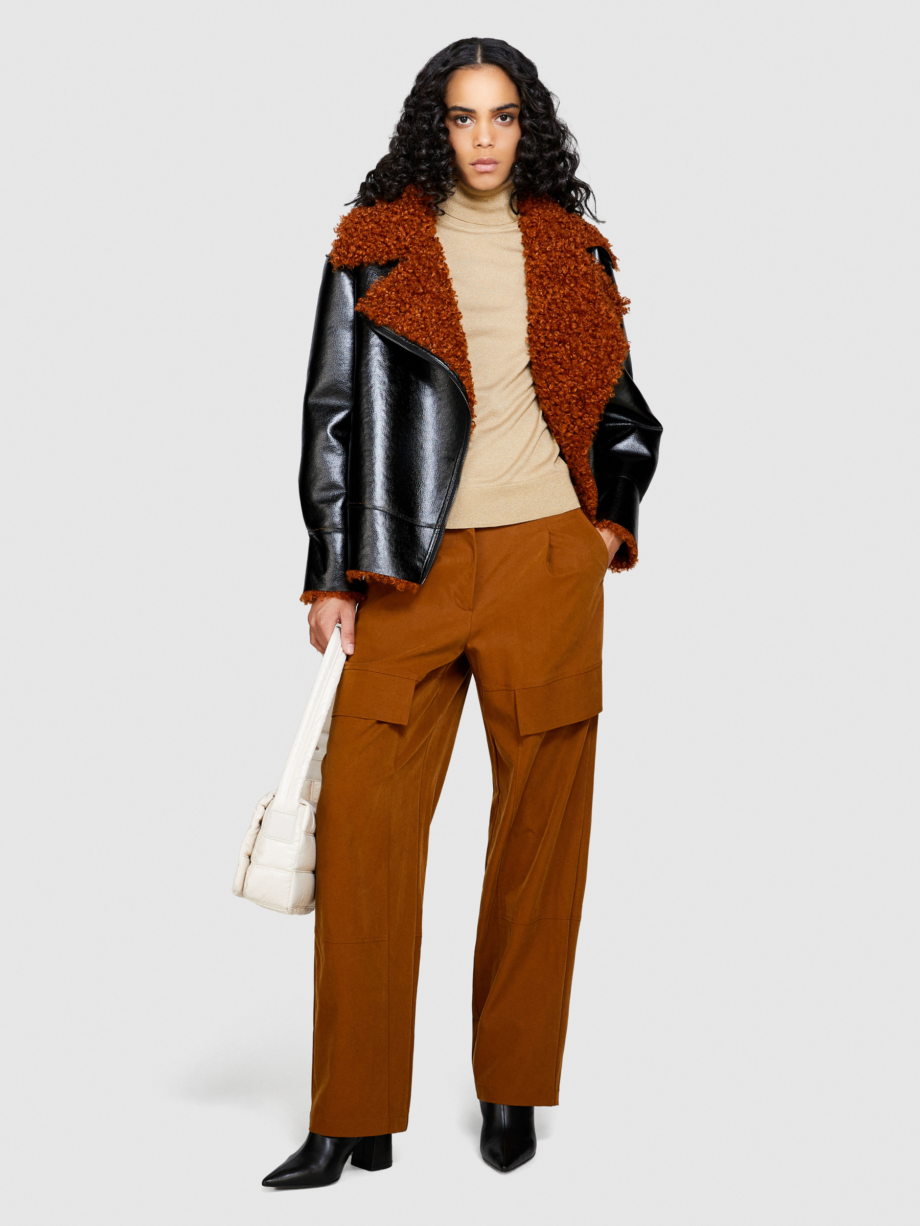 Sisley - Slim Fit Turtleneck Sweater, Woman, Gold, Size: M