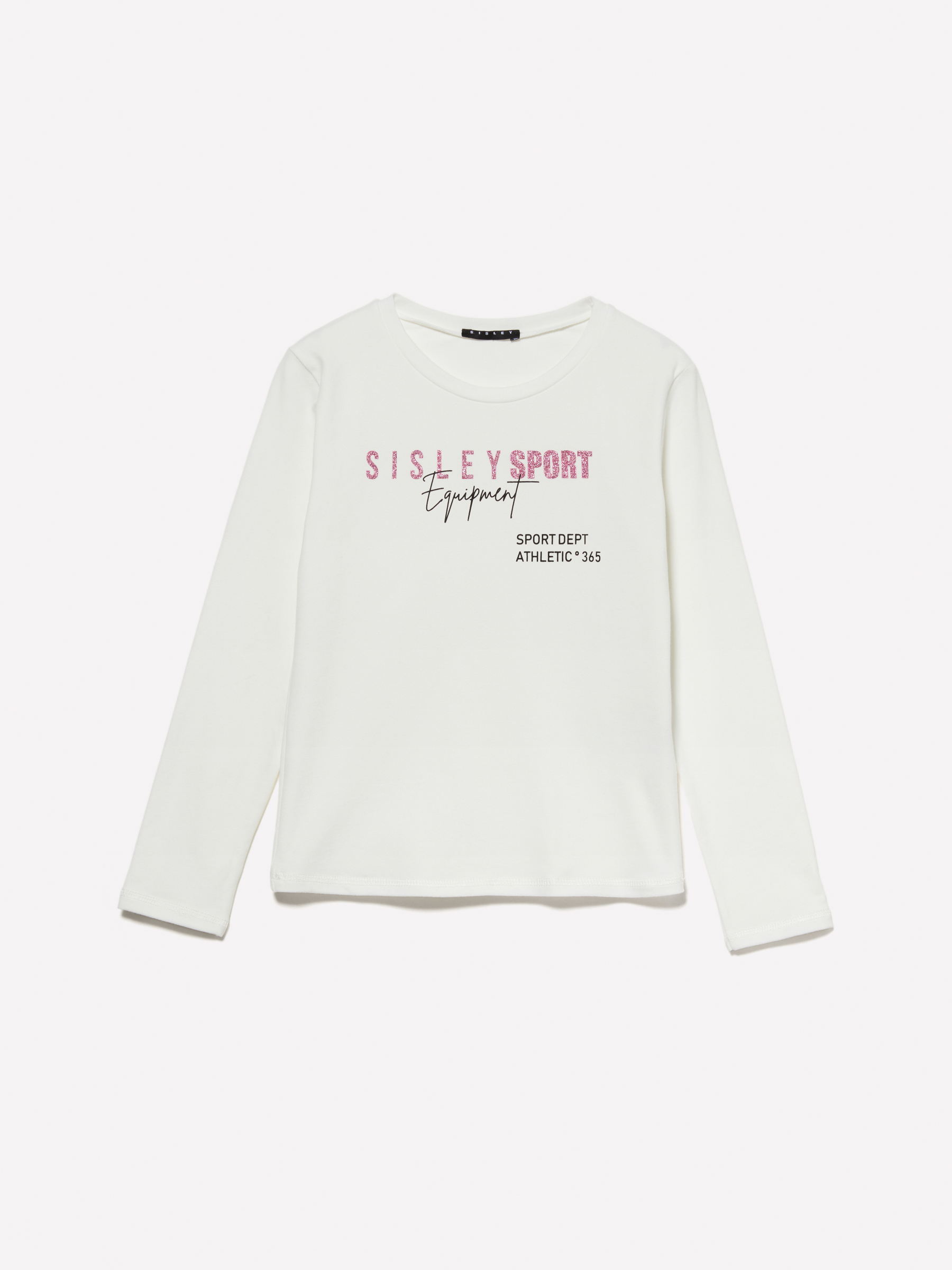 Sisley Young - T-shirt Blanc À Imprimé Pailleté, Femme, Blanc, Taille: XS