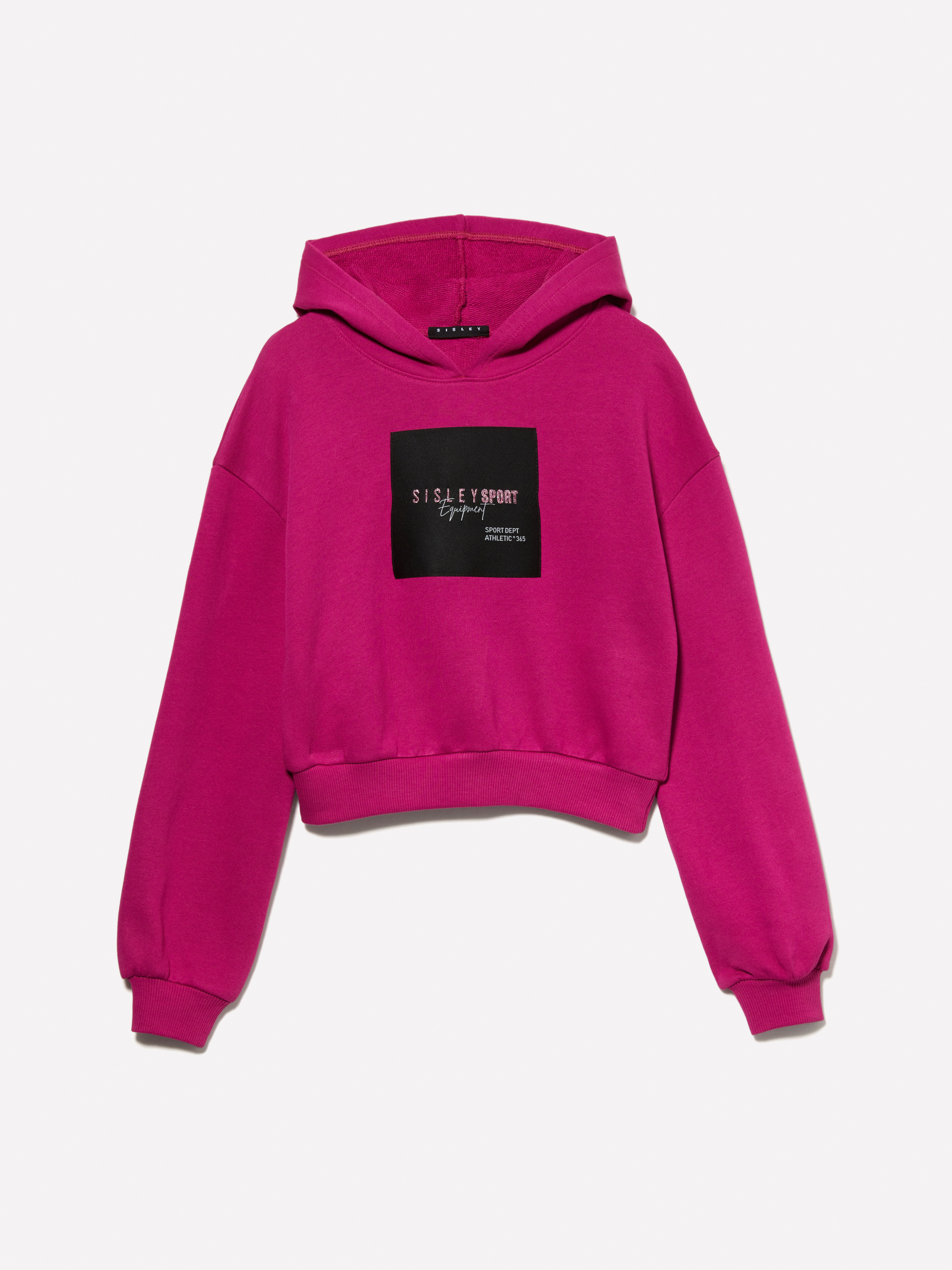 Sisley Young - Sweat Fuchsia À Étiquette Siglée, Femme, Fuchsia, Taille: XS