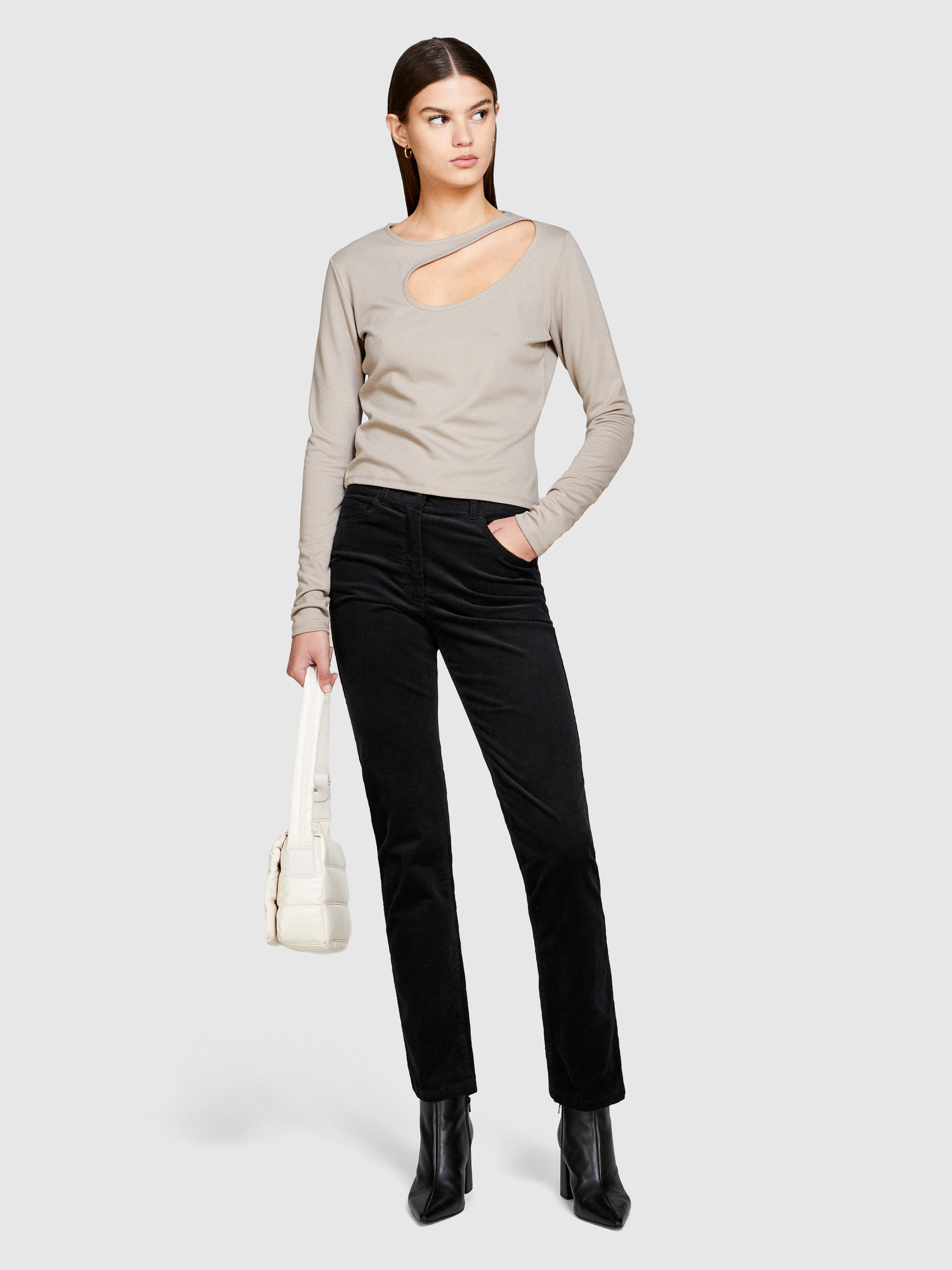 Sisley - Trousers In Corduroy, Woman, Black, Size: 38