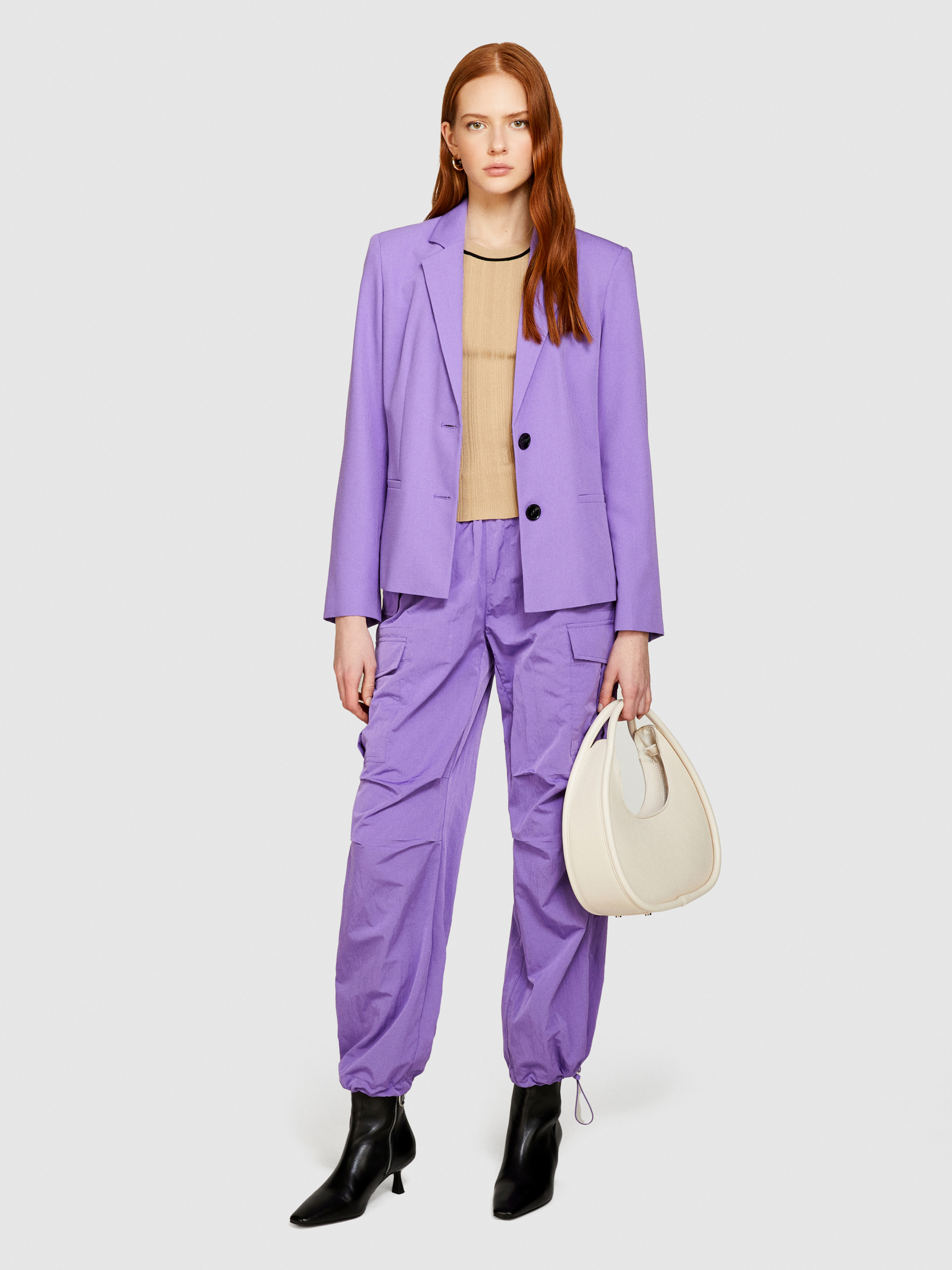 Sisley - Slim Fit Blazer, Woman, Lilac, Size: 44