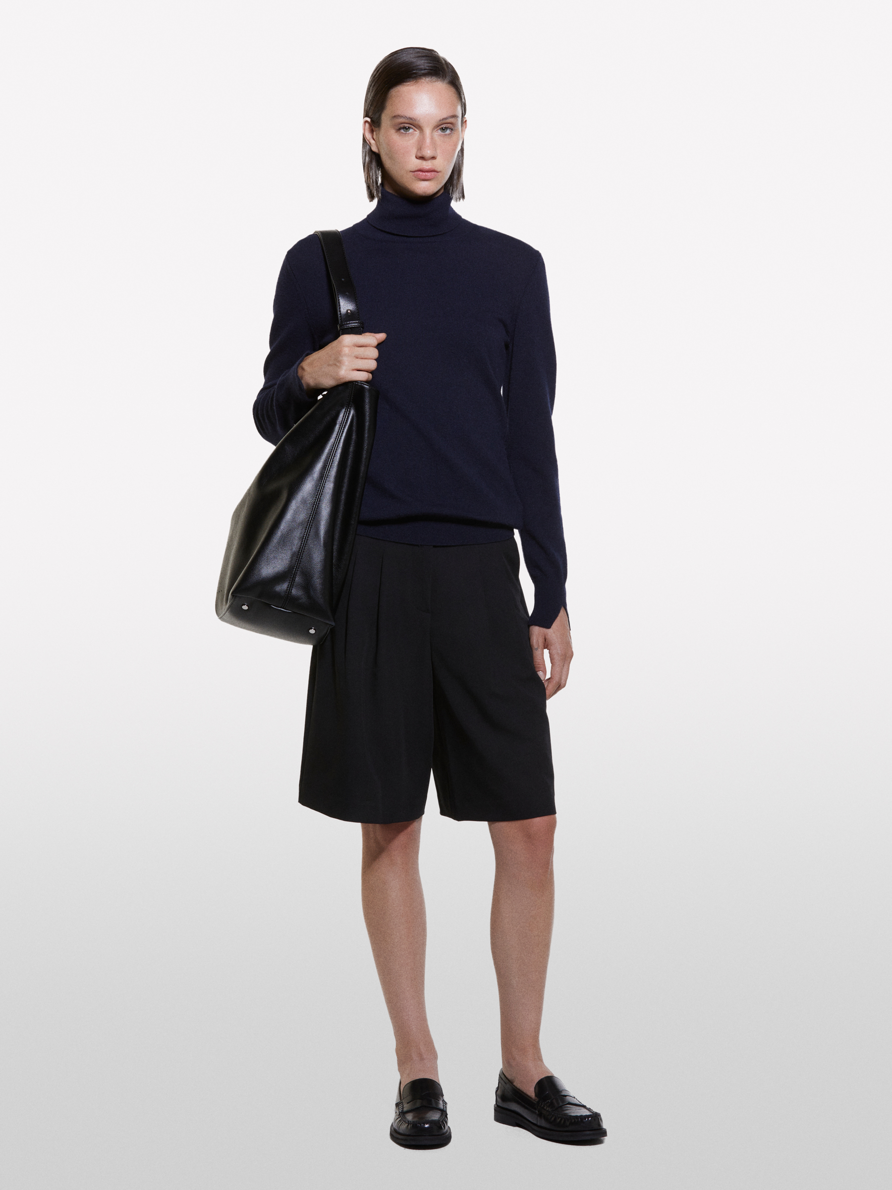 Sisley - Pull Regular Bleu Foncé À Col Montant, Femme, Bleu Foncé, Taille: XS