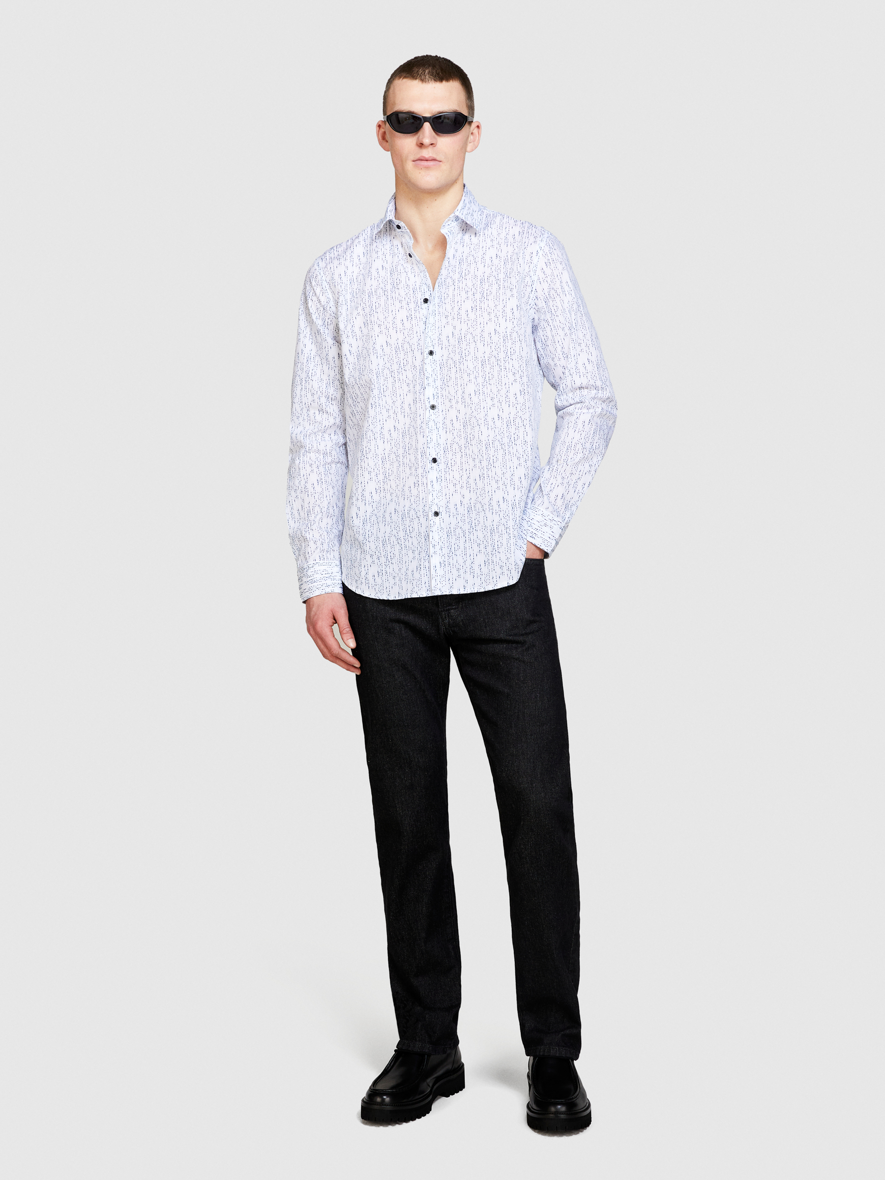 Sisley - Printed Shirt, Man, White, Size: 41