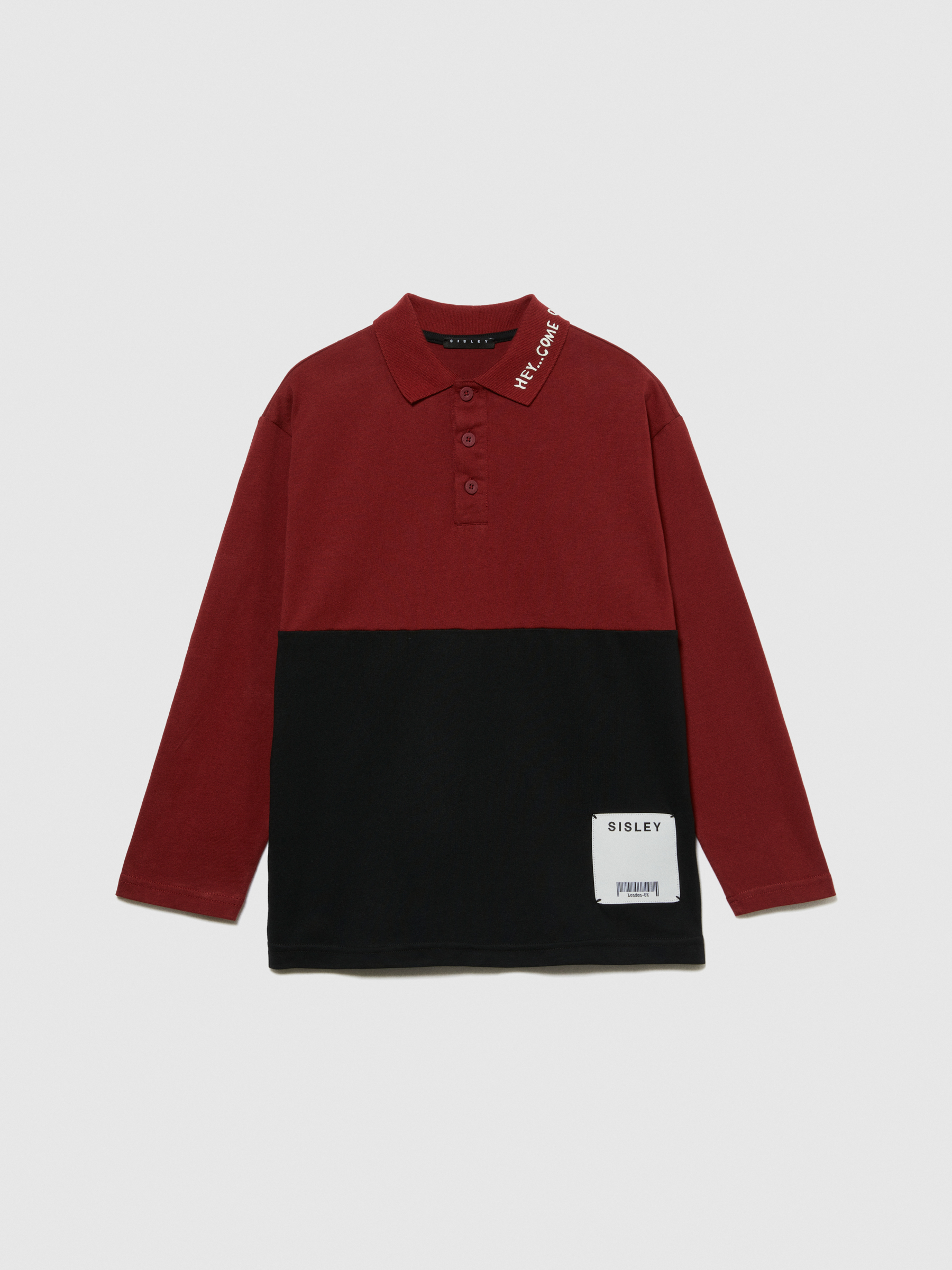 Sisley Young - Color Block Polo, Man, Burgundy, Size: L